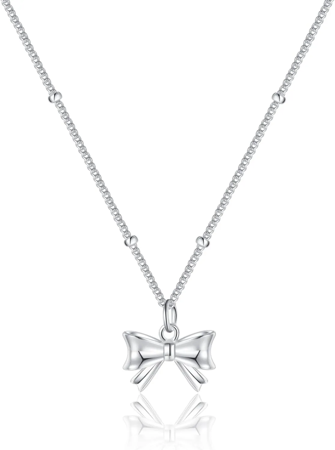 SLUYNZ Solid 925 Sterling Silver Bow Choker Necklace for Women Teens Bowknot Pendant Necklace