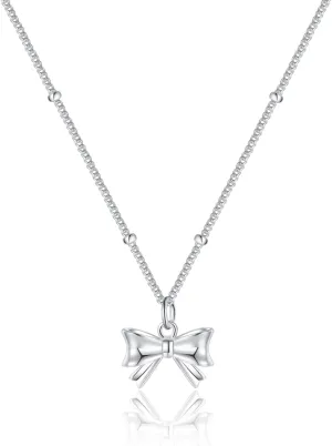 SLUYNZ Solid 925 Sterling Silver Bow Choker Necklace for Women Teens Bowknot Pendant Necklace