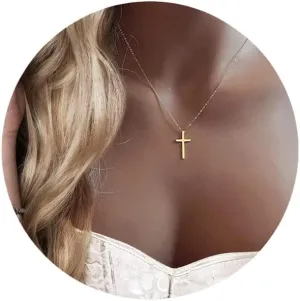 Small Cross Pendant Necklace for Women Simple Cross Necklaces Mothers Day Birthday Gifts for Women