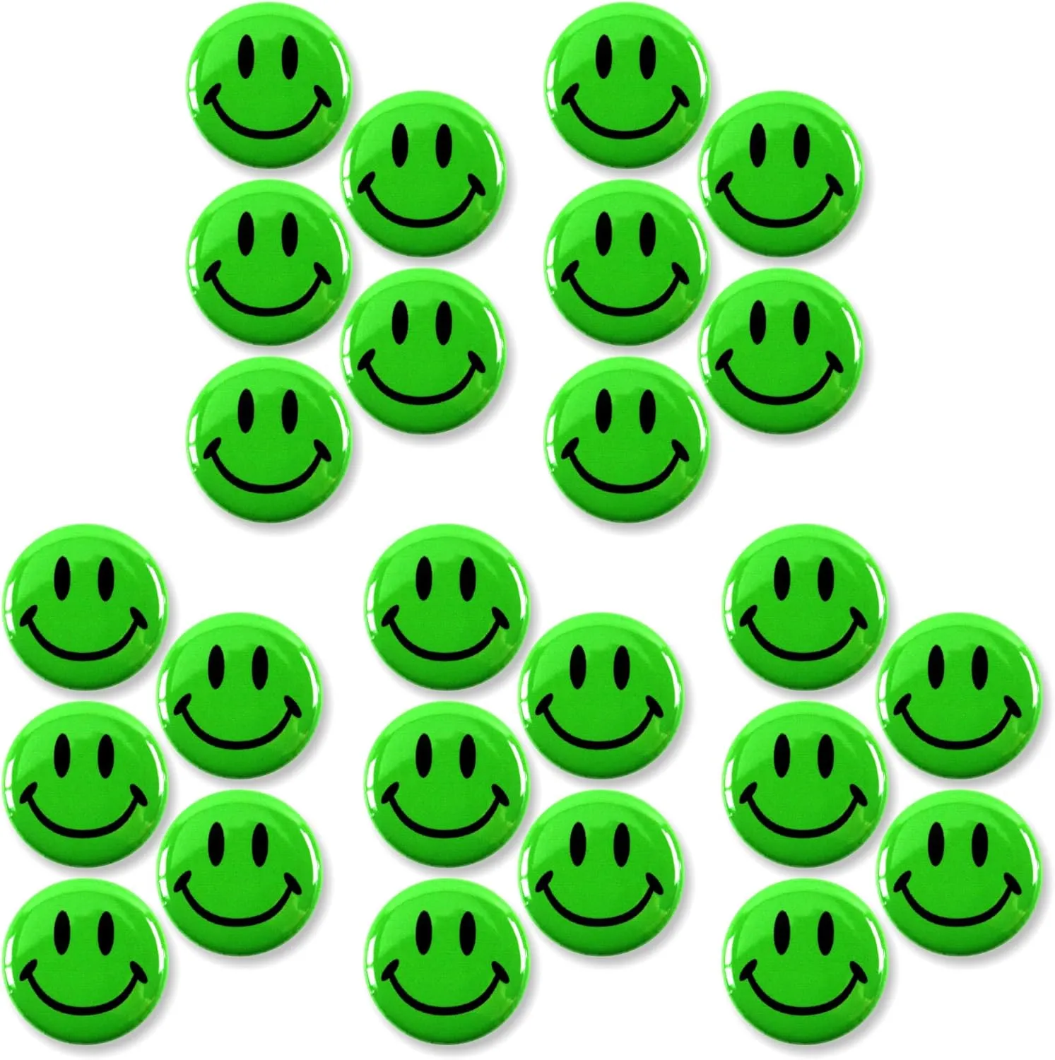 Smiley Face Pinback Buttons - 2.25 Inch  Classic Round Badge, Durable Metal with Secure Pinback, Ideal for Backpacks and Clothing  Emoji Novelty Pins for Parties, Giveaways and Everyday Wear