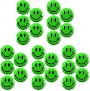 Smiley Face Pinback Buttons - 2.25 Inch  Classic Round Badge, Durable Metal with Secure Pinback, Ideal for Backpacks and Clothing  Emoji Novelty Pins for Parties, Giveaways and Everyday Wear