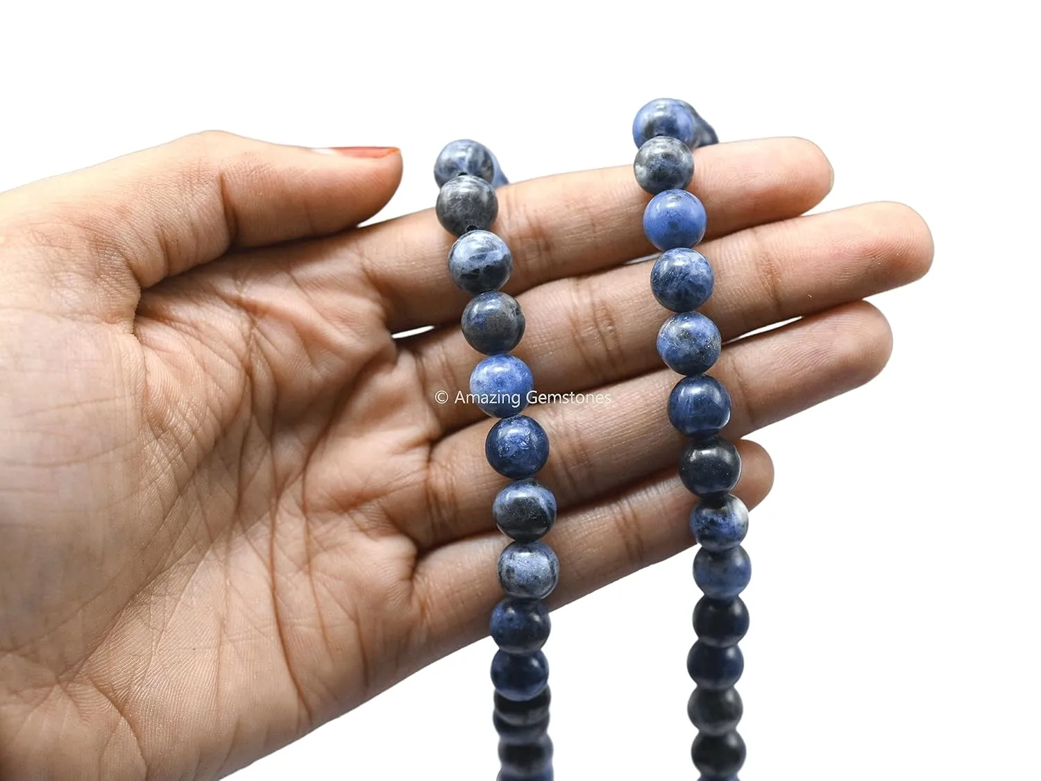 Sodalite Mala Beads 108 Hand Knotted Prayer Beads - Meditation Beads Mala for Women Men - Natural Gemstones Healing Crystal Mala for Yoga, Prayer, Meditation Japa Mala (Plain)