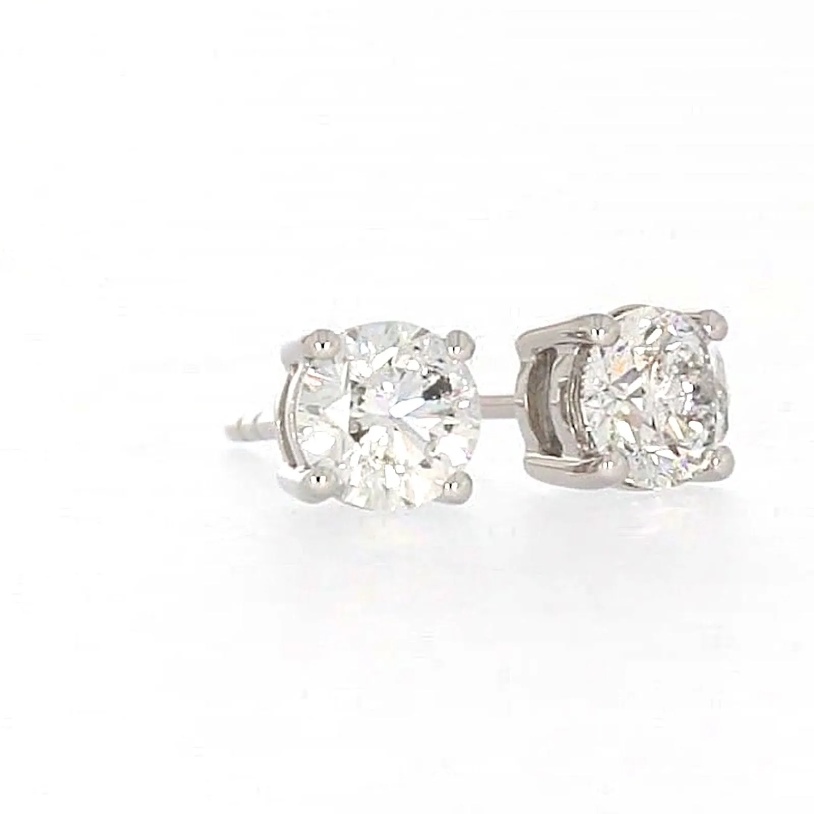 Solitaire 18ct White Gold Round Brilliant Cut with 1 CARAT tw of Diamonds Stud Earrings