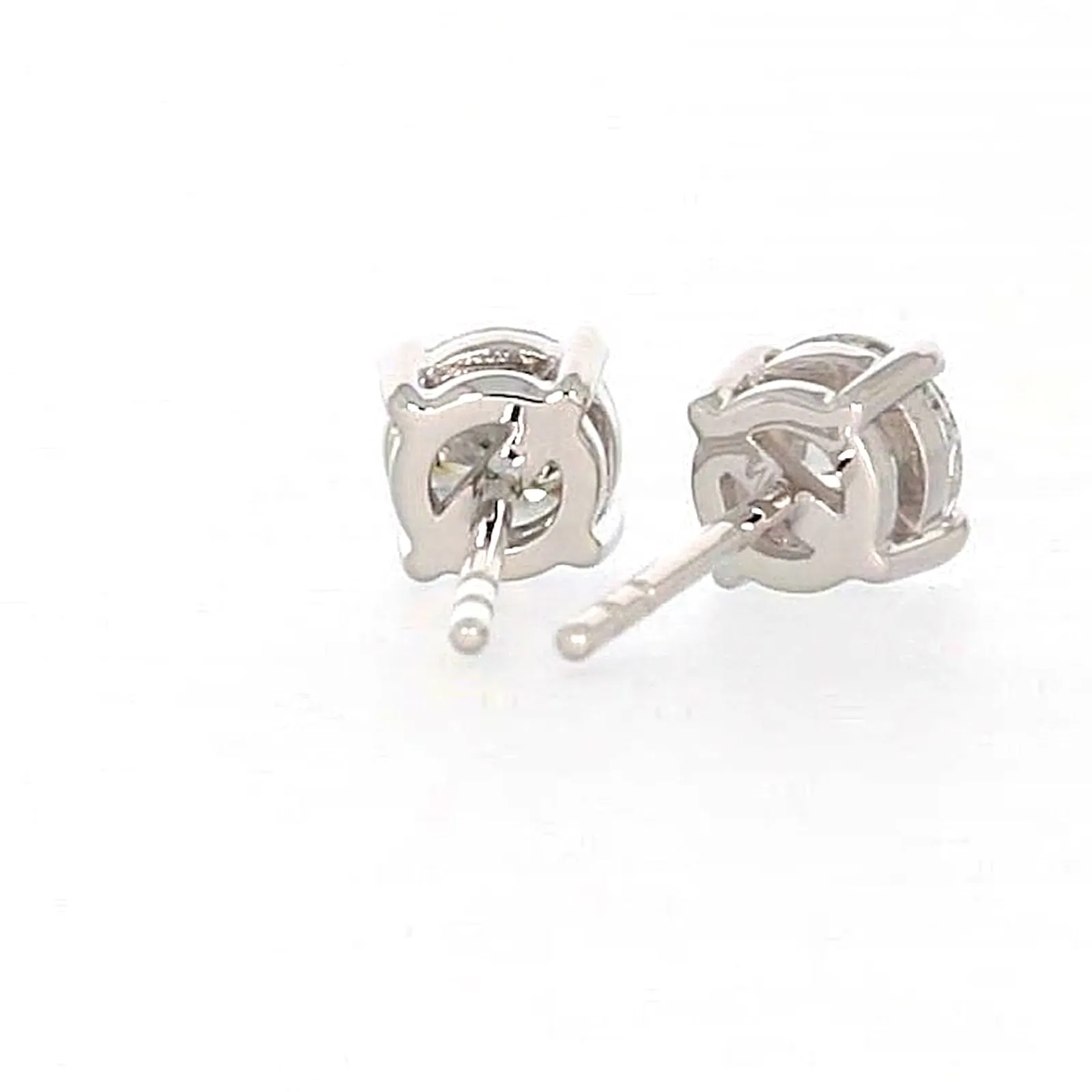 Solitaire 18ct White Gold Round Brilliant Cut with 1 CARAT tw of Diamonds Stud Earrings