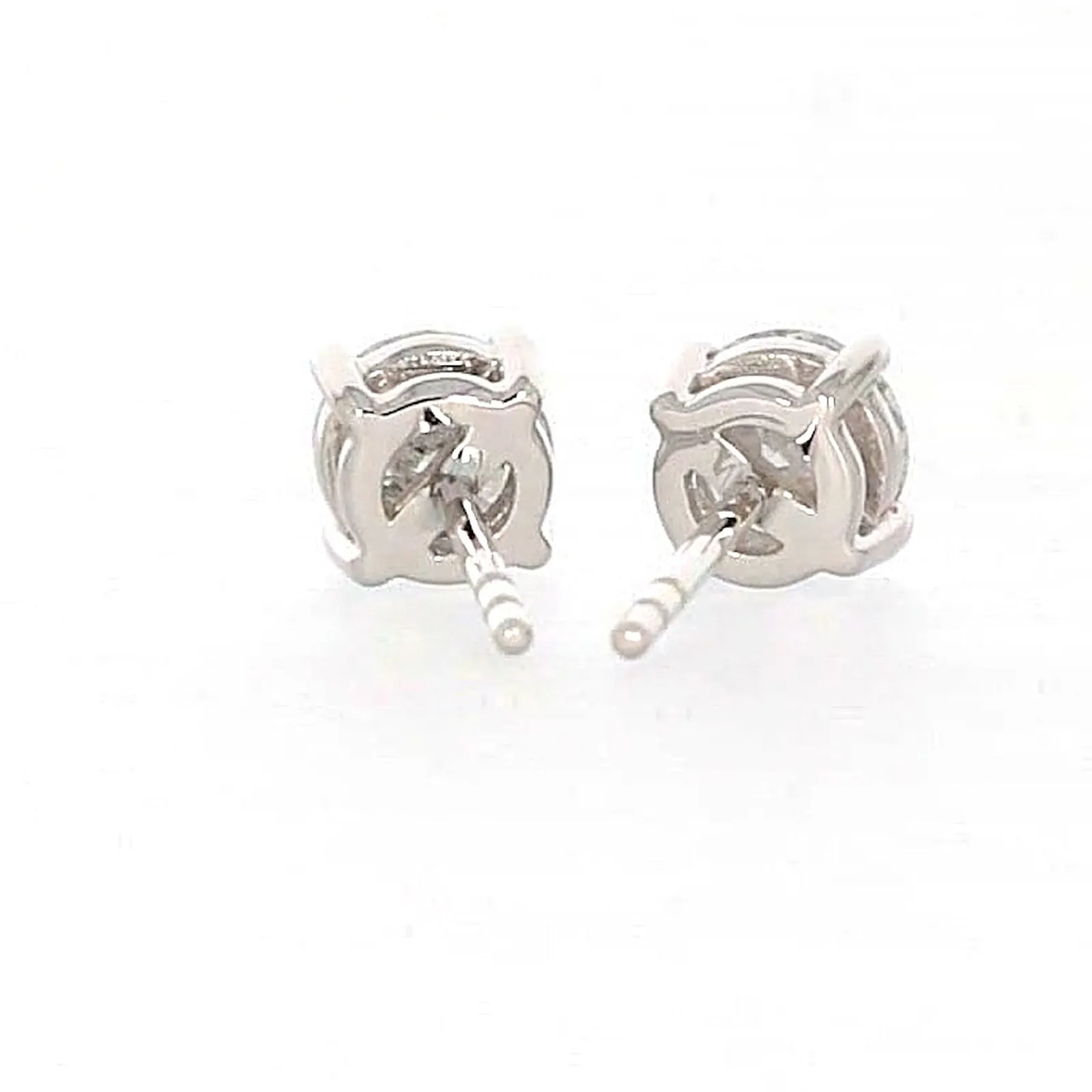 Solitaire 18ct White Gold Round Brilliant Cut with 1 CARAT tw of Diamonds Stud Earrings