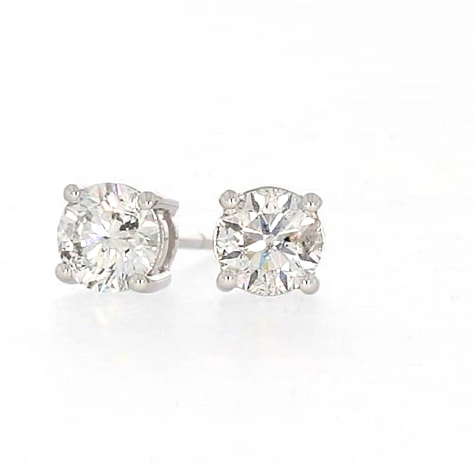 Solitaire 18ct White Gold Round Brilliant Cut with 1 CARAT tw of Diamonds Stud Earrings