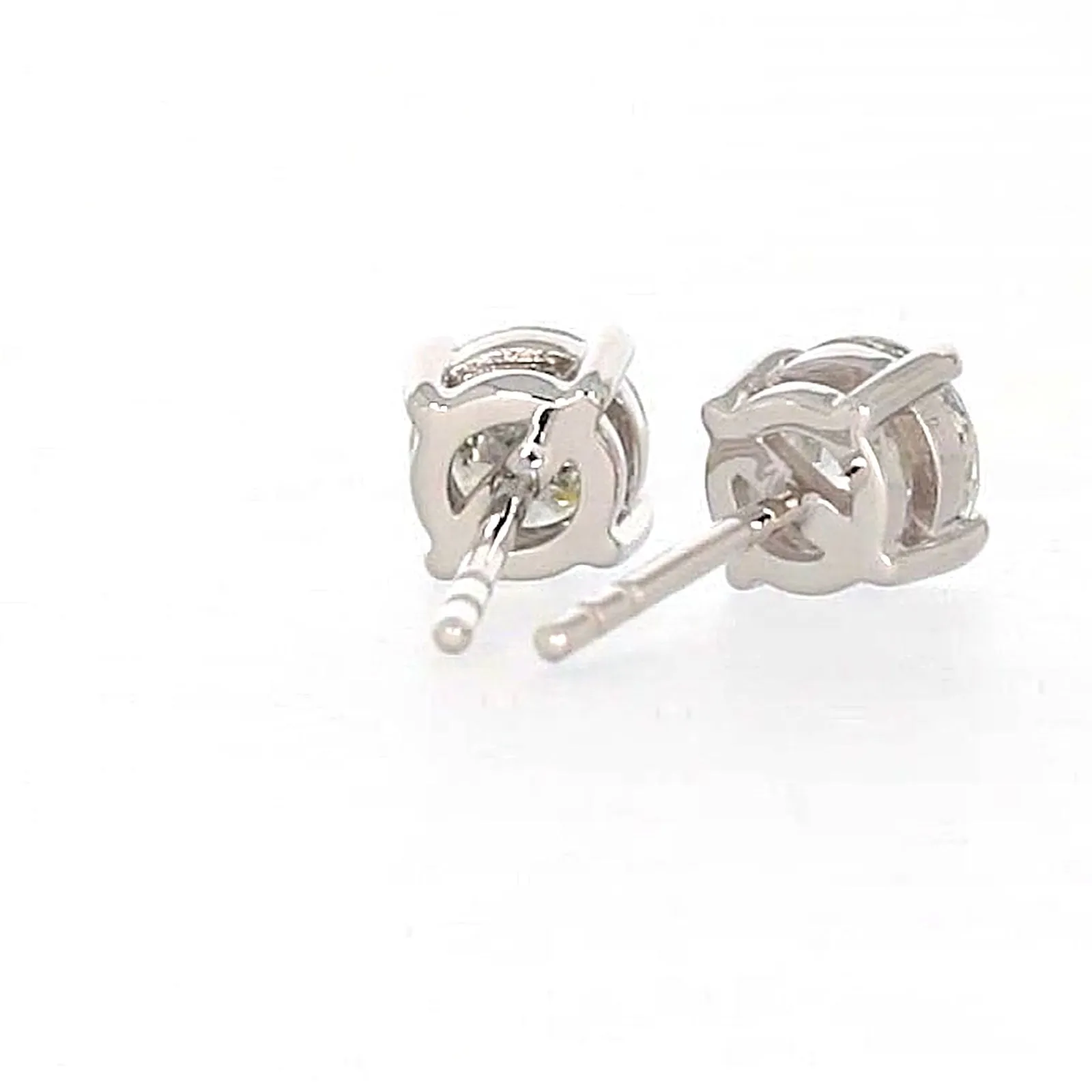 Solitaire 18ct White Gold Round Brilliant Cut with 1 CARAT tw of Diamonds Stud Earrings