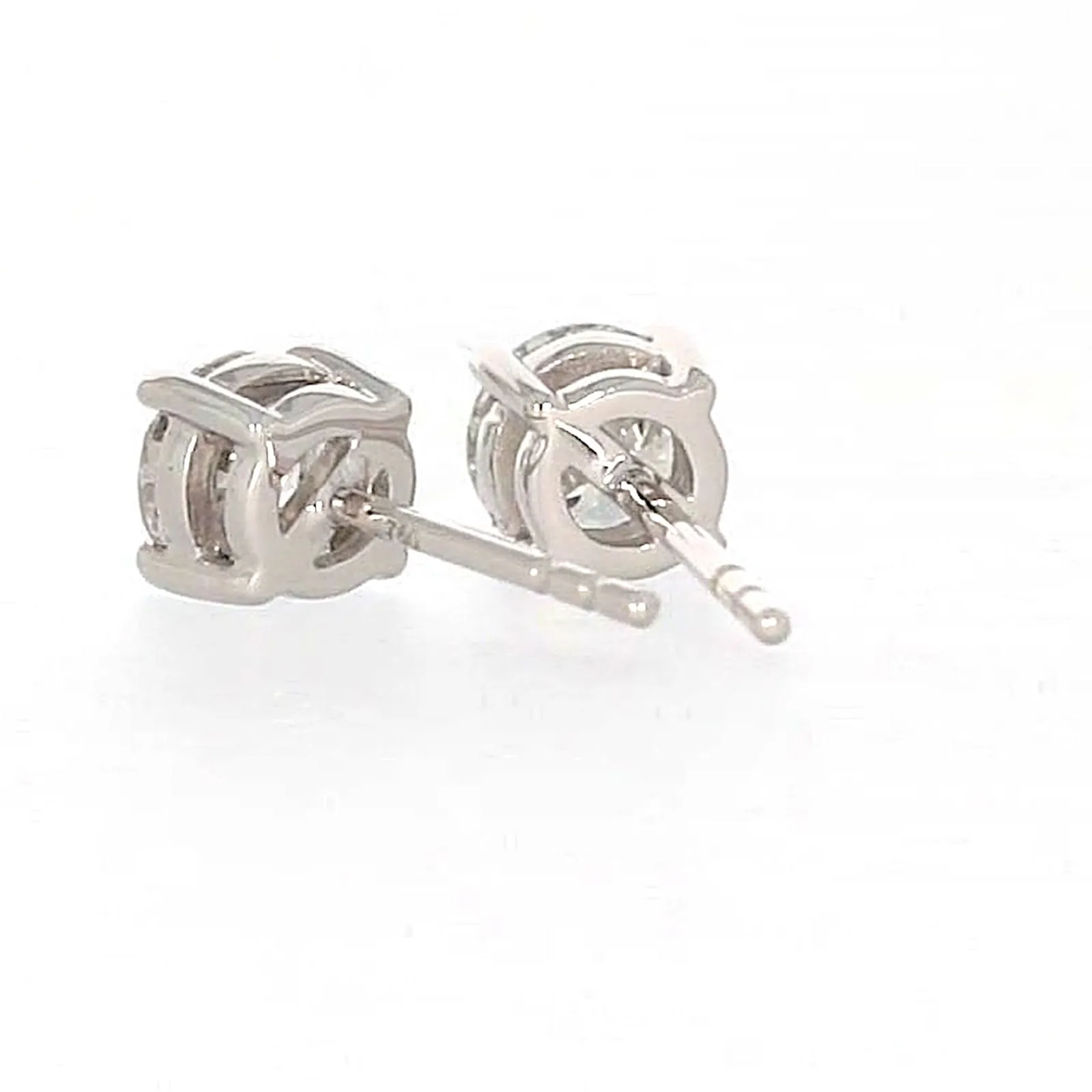 Solitaire 18ct White Gold Round Brilliant Cut with 1 CARAT tw of Diamonds Stud Earrings