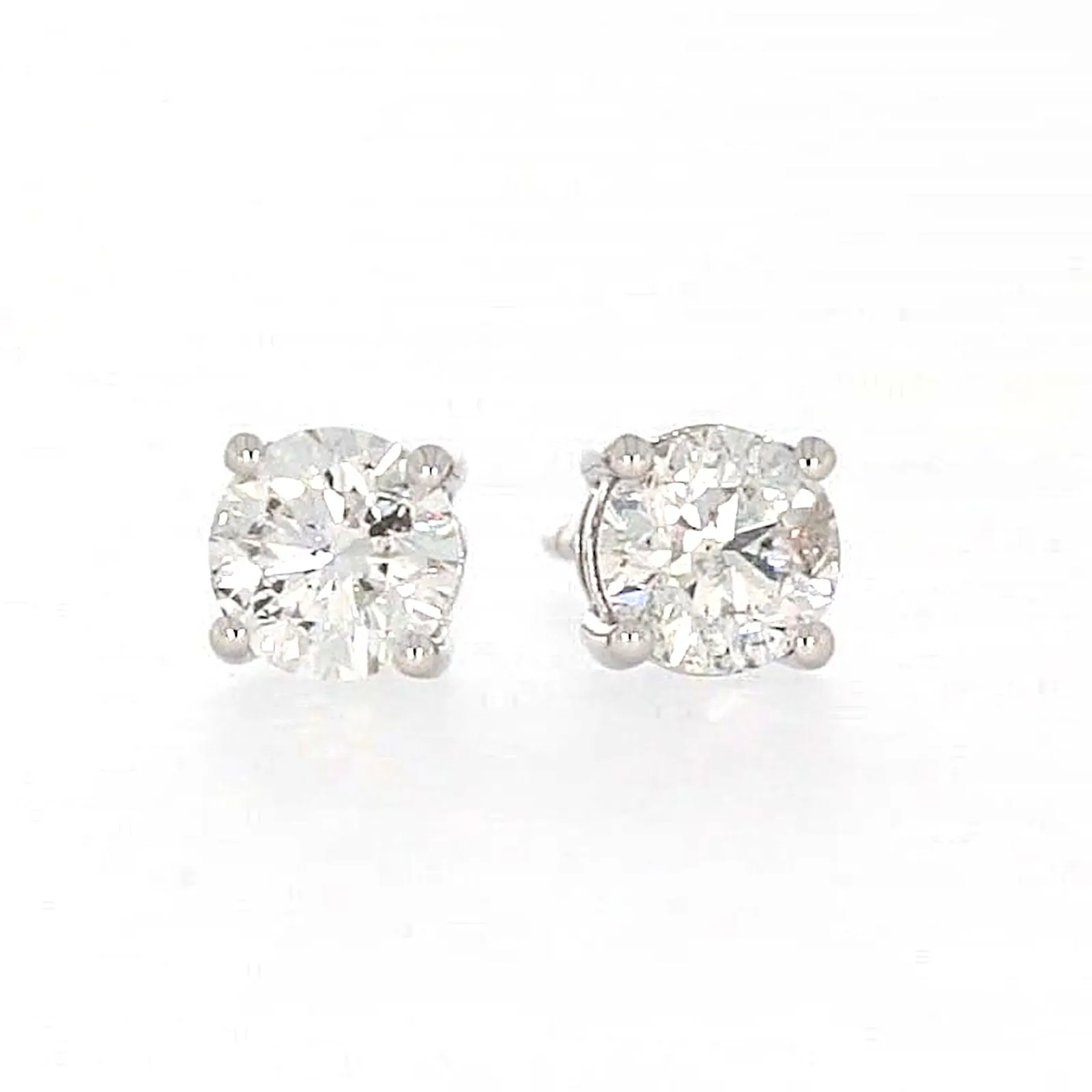 Solitaire 18ct White Gold Round Brilliant Cut with 1 CARAT tw of Diamonds Stud Earrings