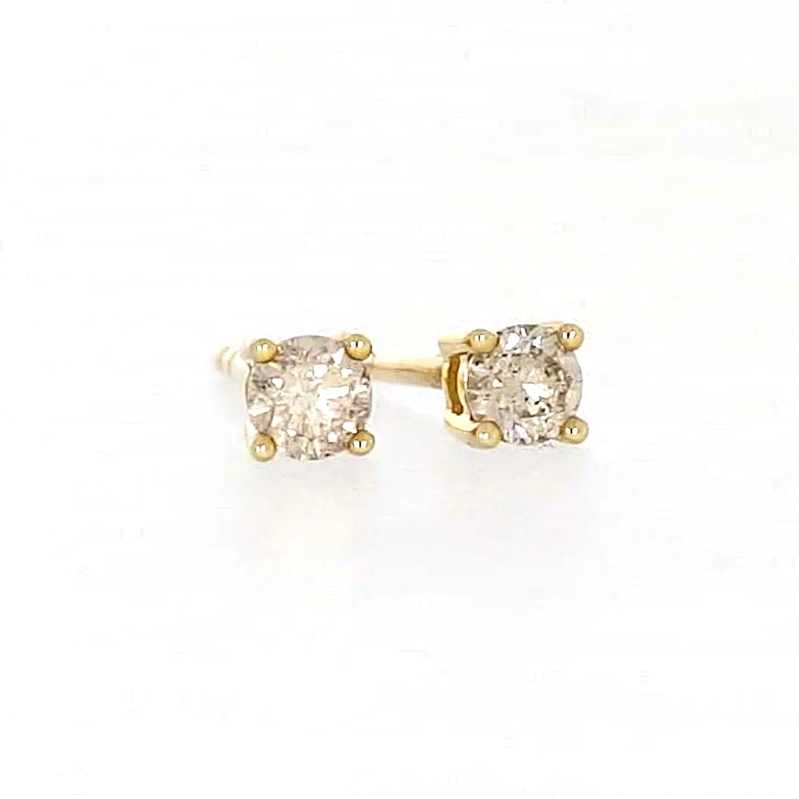 Solitaire 9ct Yellow Gold 0.15 carat tw of Diamonds Stud Earrings