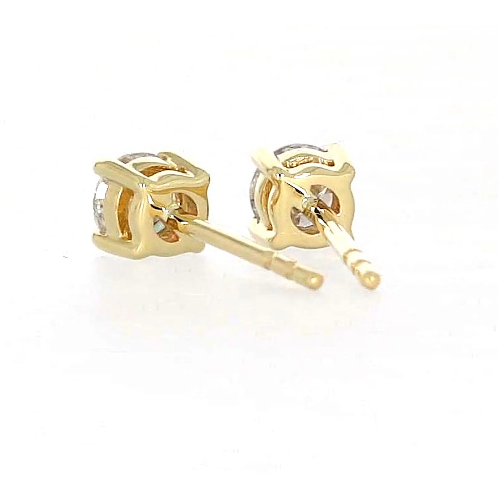 Solitaire 9ct Yellow Gold Round Brilliant Cut 1/2 CARAT tw of Diamonds Stud Earrings