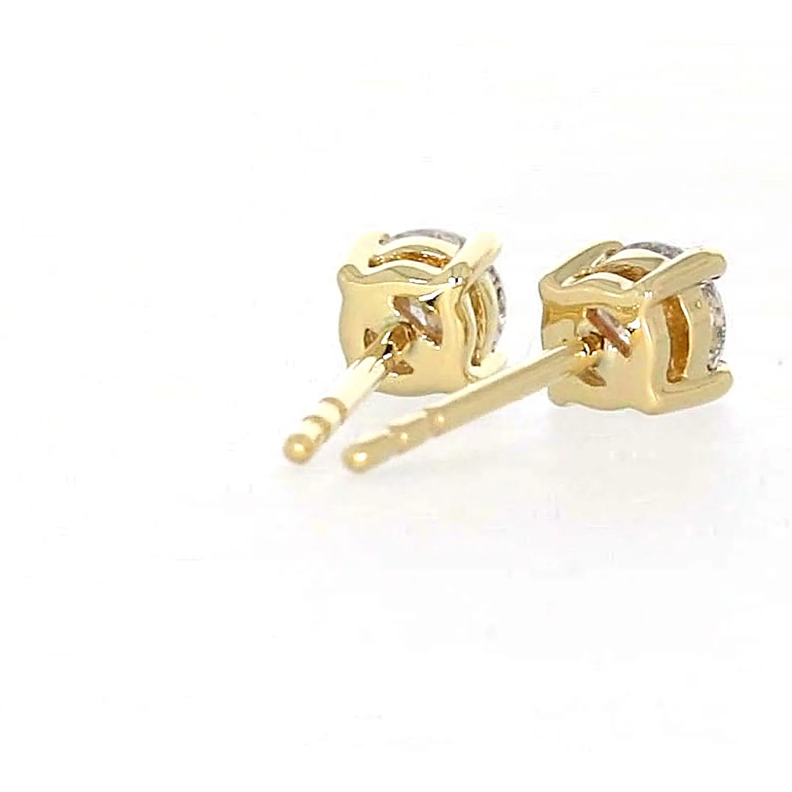 Solitaire 9ct Yellow Gold Round Brilliant Cut 1/2 CARAT tw of Diamonds Stud Earrings