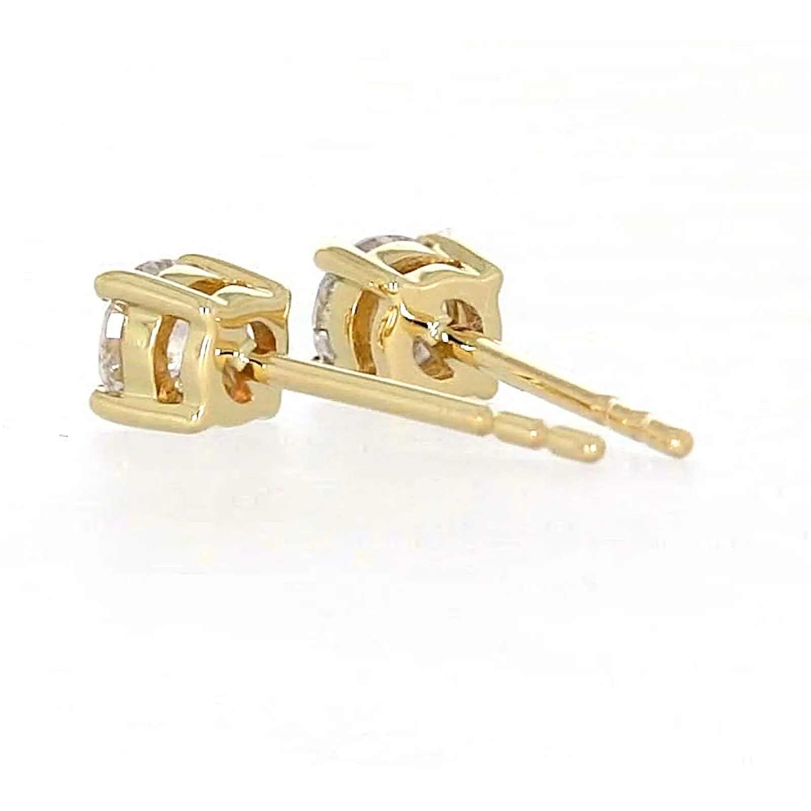 Solitaire 9ct Yellow Gold Round Brilliant Cut 1/2 CARAT tw of Diamonds Stud Earrings