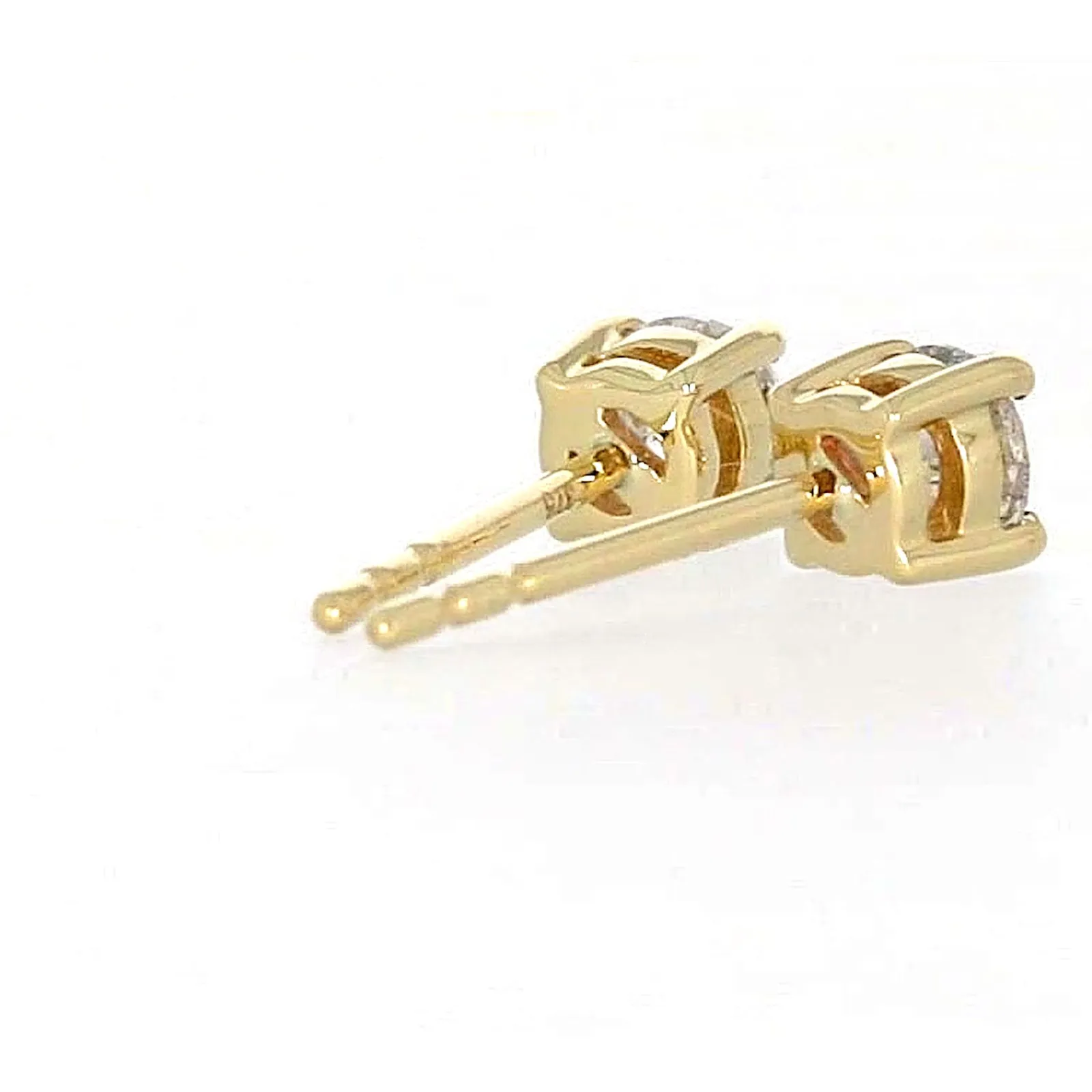 Solitaire 9ct Yellow Gold Round Brilliant Cut 1/2 CARAT tw of Diamonds Stud Earrings