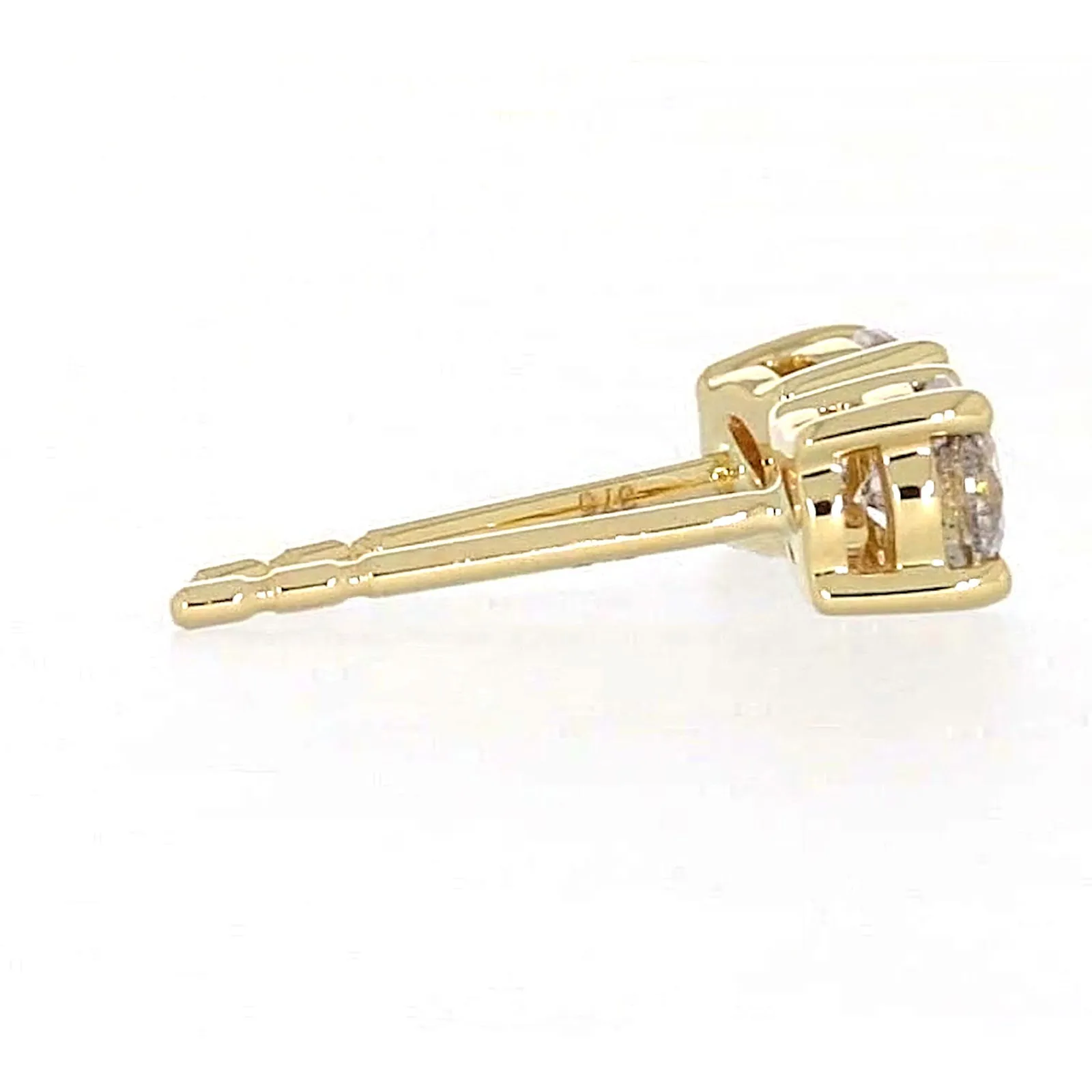 Solitaire 9ct Yellow Gold Round Brilliant Cut 1/2 CARAT tw of Diamonds Stud Earrings