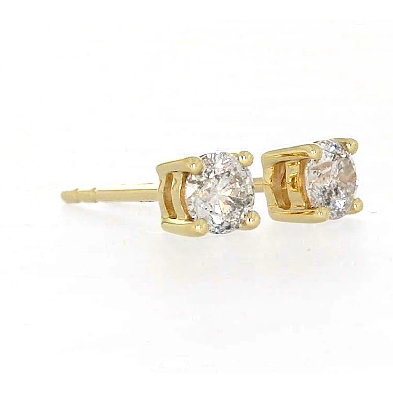 Solitaire 9ct Yellow Gold Round Brilliant Cut 1/2 CARAT tw of Diamonds Stud Earrings