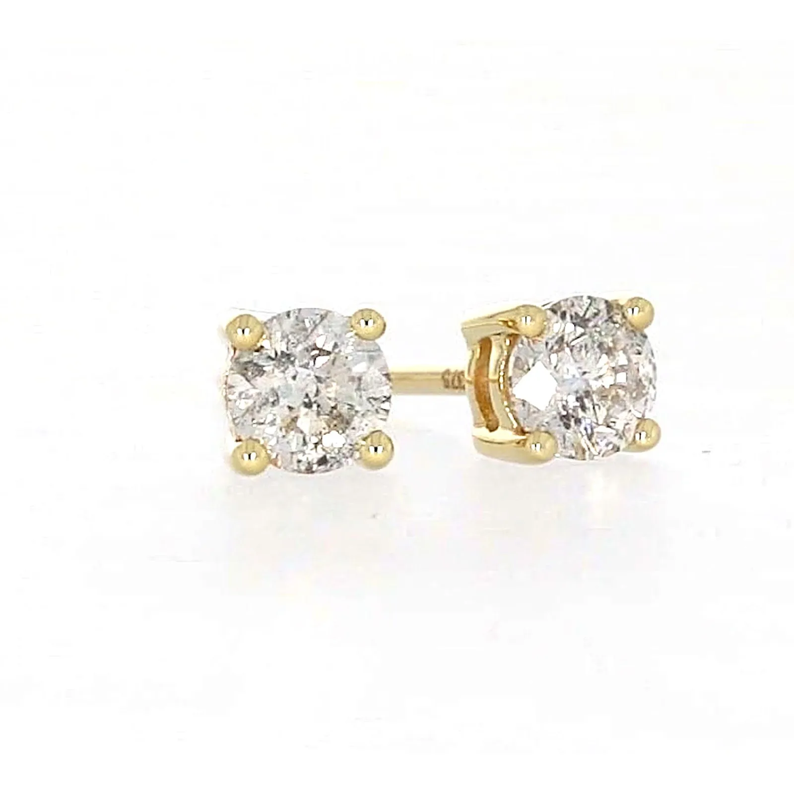 Solitaire 9ct Yellow Gold Round Brilliant Cut 1/2 CARAT tw of Diamonds Stud Earrings