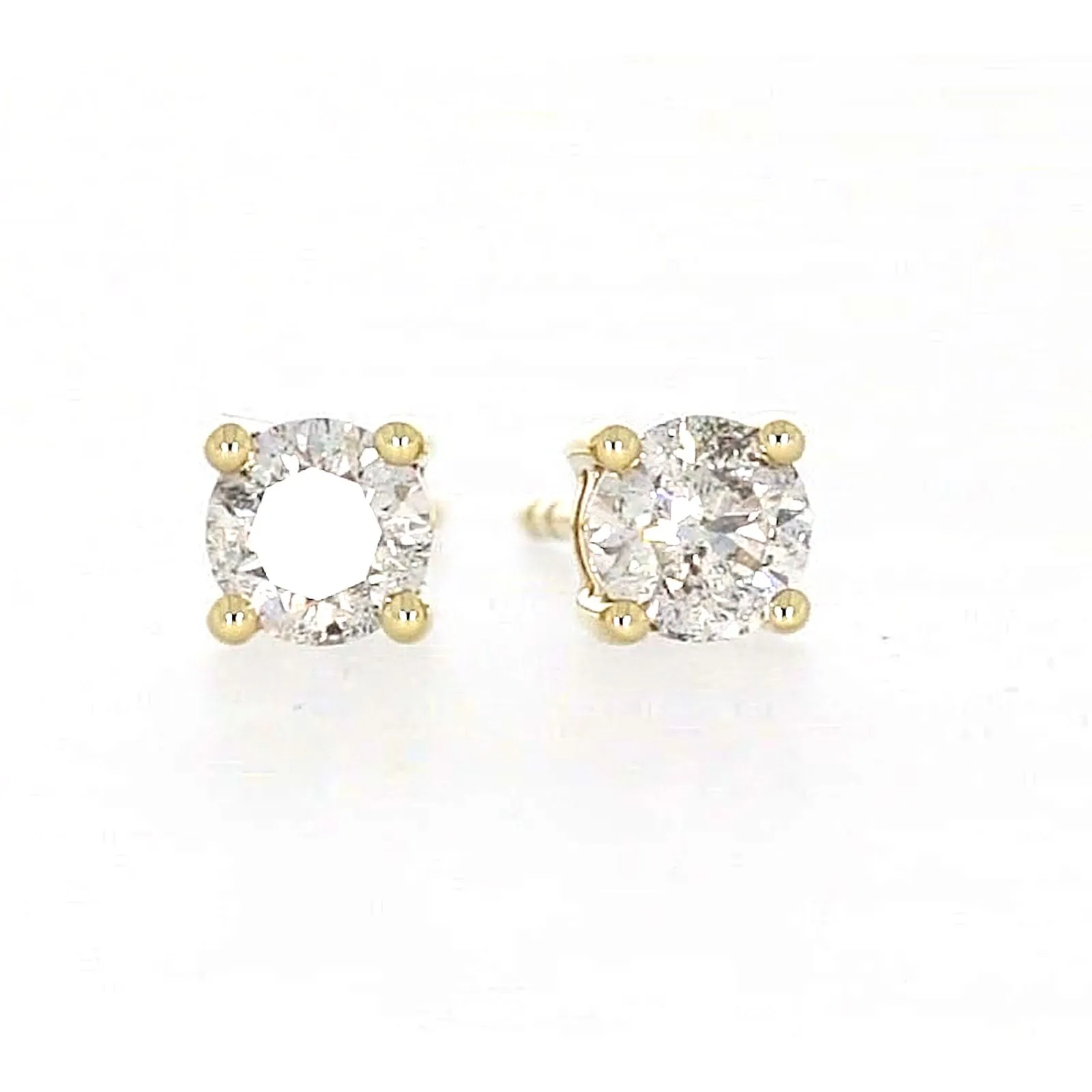 Solitaire 9ct Yellow Gold Round Brilliant Cut 1/2 CARAT tw of Diamonds Stud Earrings