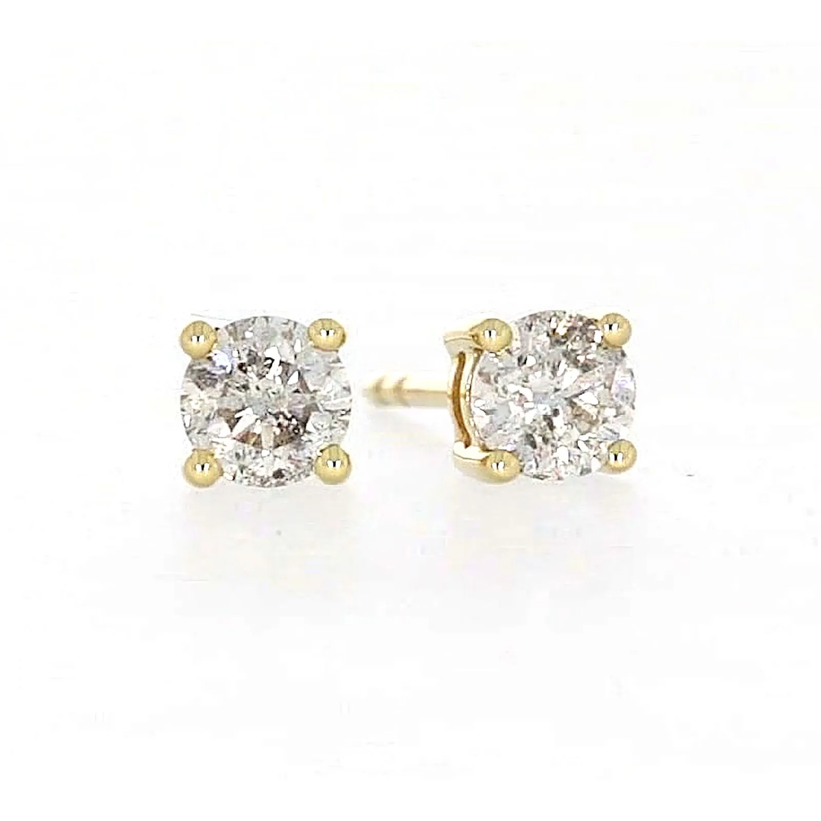Solitaire 9ct Yellow Gold Round Brilliant Cut 1/2 CARAT tw of Diamonds Stud Earrings