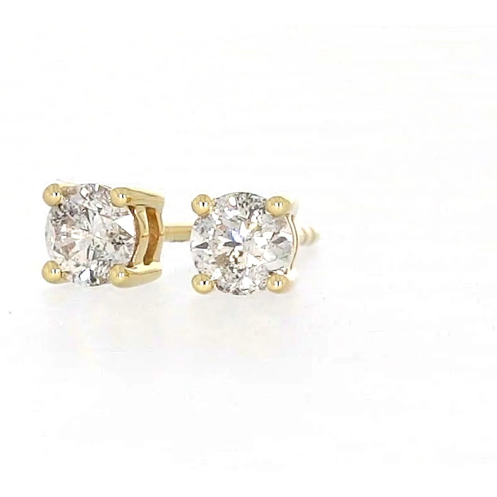 Solitaire 9ct Yellow Gold Round Brilliant Cut 1/2 CARAT tw of Diamonds Stud Earrings
