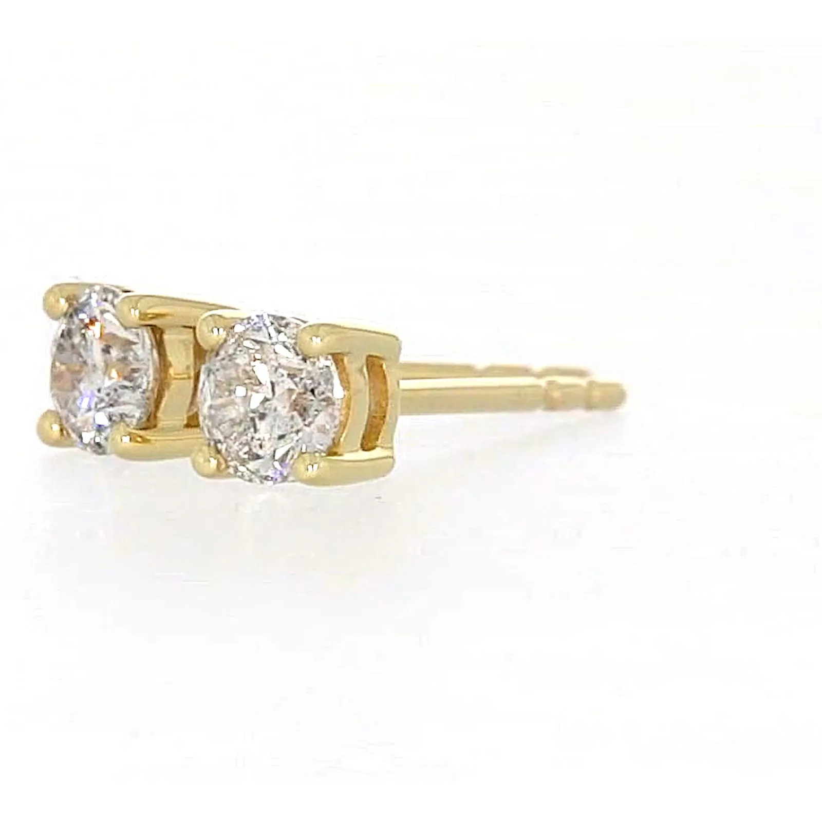 Solitaire 9ct Yellow Gold Round Brilliant Cut 1/2 CARAT tw of Diamonds Stud Earrings