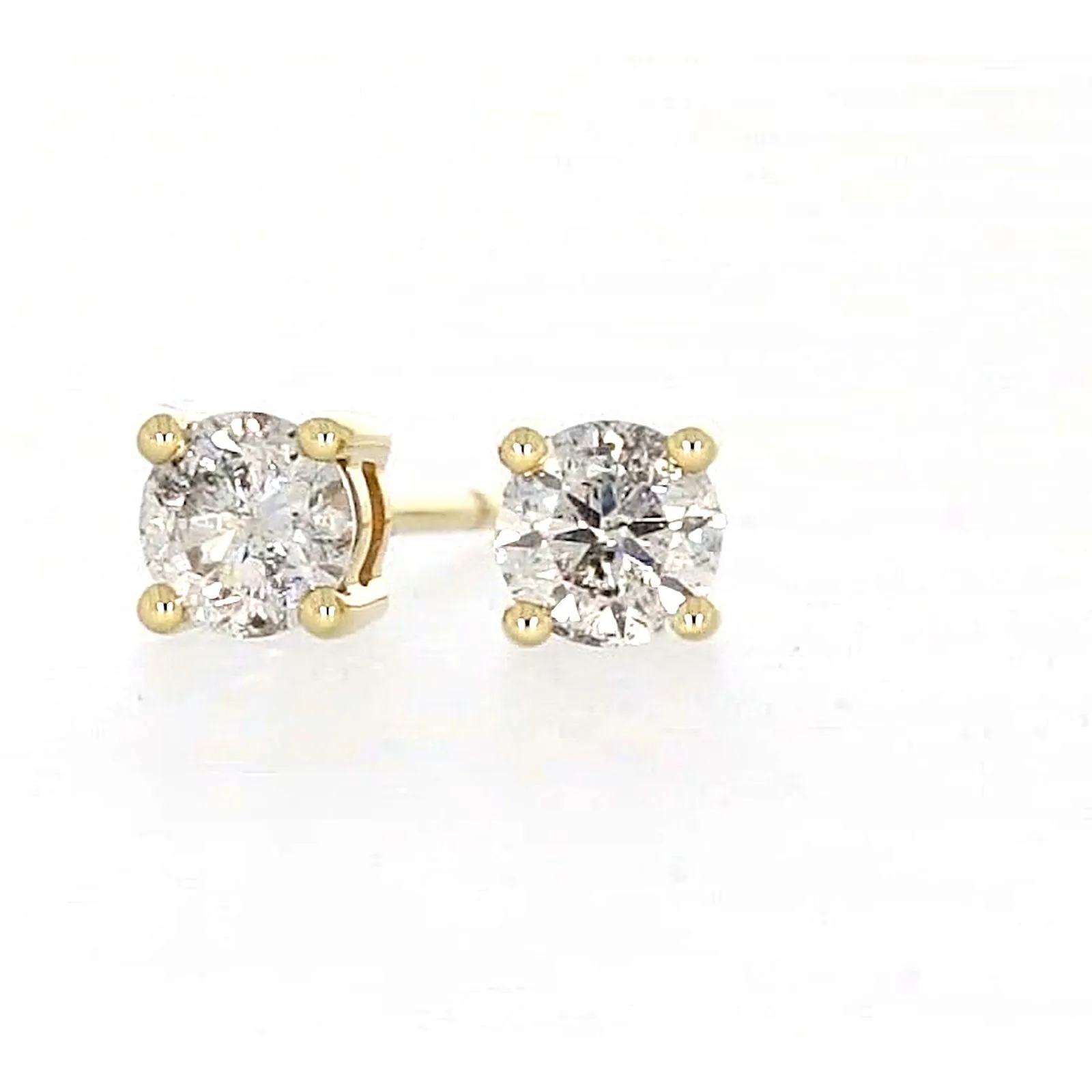 Solitaire 9ct Yellow Gold Round Brilliant Cut 1/2 CARAT tw of Diamonds Stud Earrings