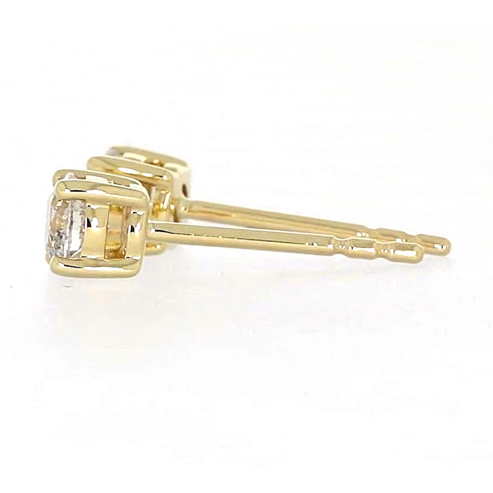Solitaire 9ct Yellow Gold Round Brilliant Cut 1/2 CARAT tw of Diamonds Stud Earrings