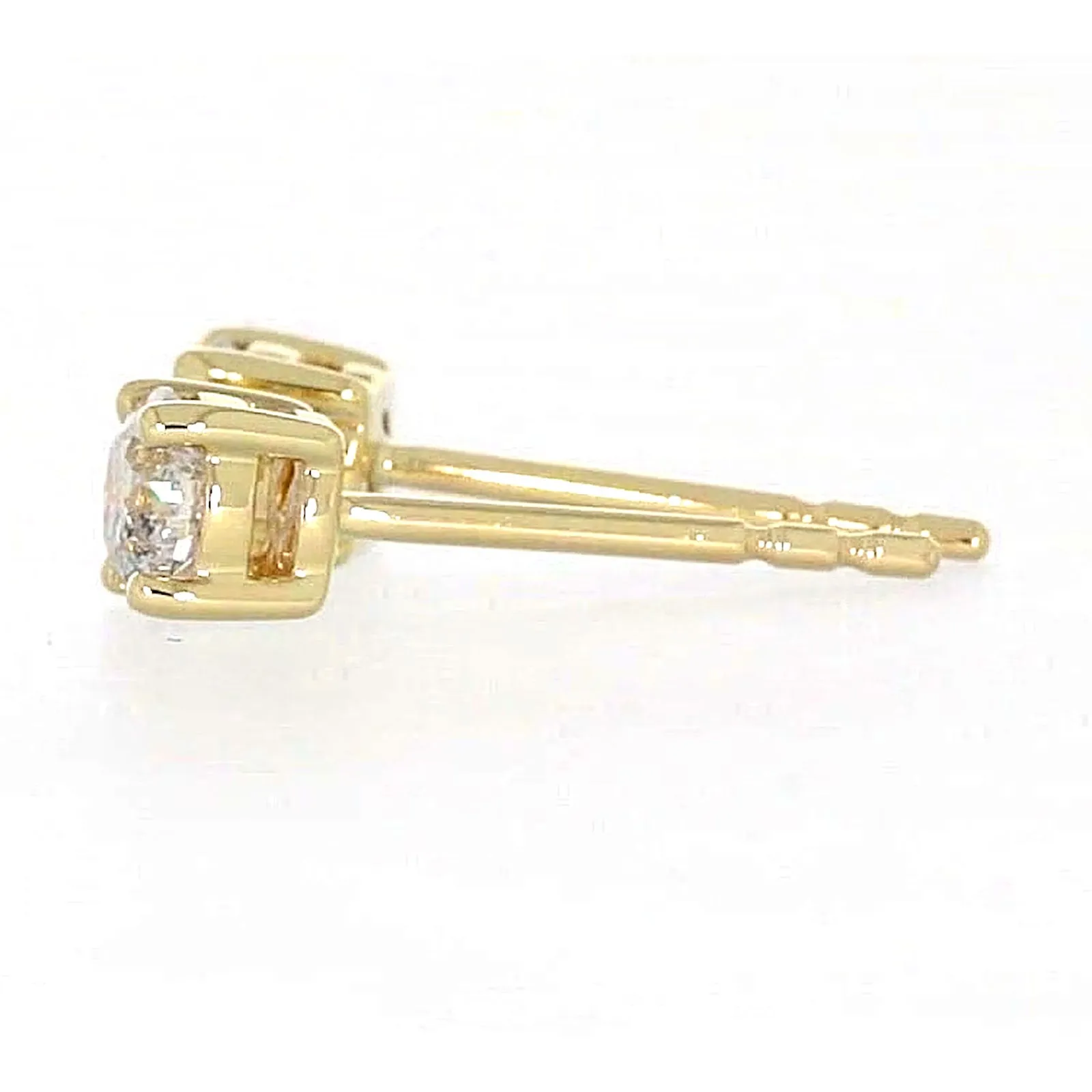 Solitaire 9ct Yellow Gold Round Brilliant Cut 1/2 CARAT tw of Diamonds Stud Earrings