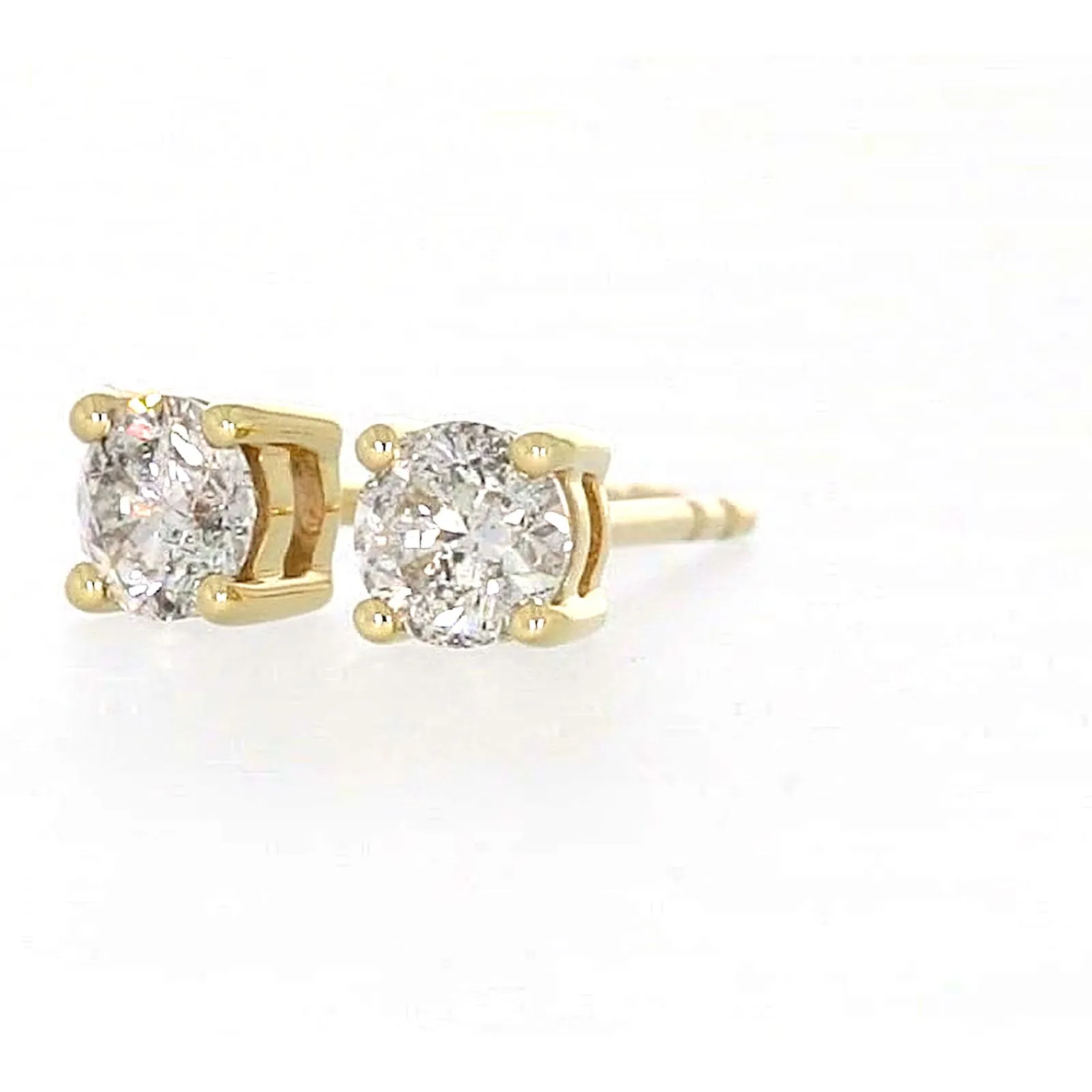 Solitaire 9ct Yellow Gold Round Brilliant Cut 1/2 CARAT tw of Diamonds Stud Earrings