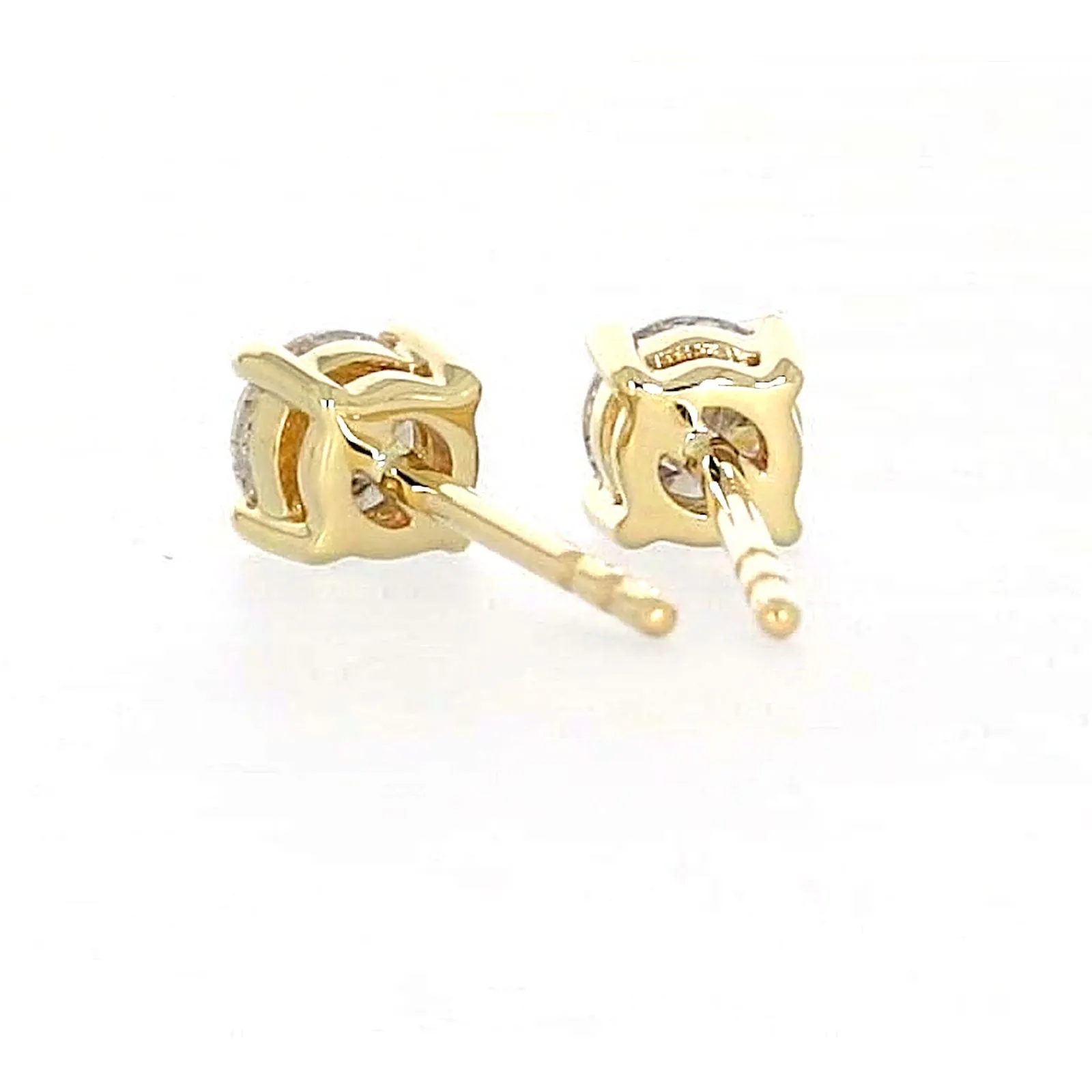 Solitaire 9ct Yellow Gold Round Brilliant Cut 1/2 CARAT tw of Diamonds Stud Earrings