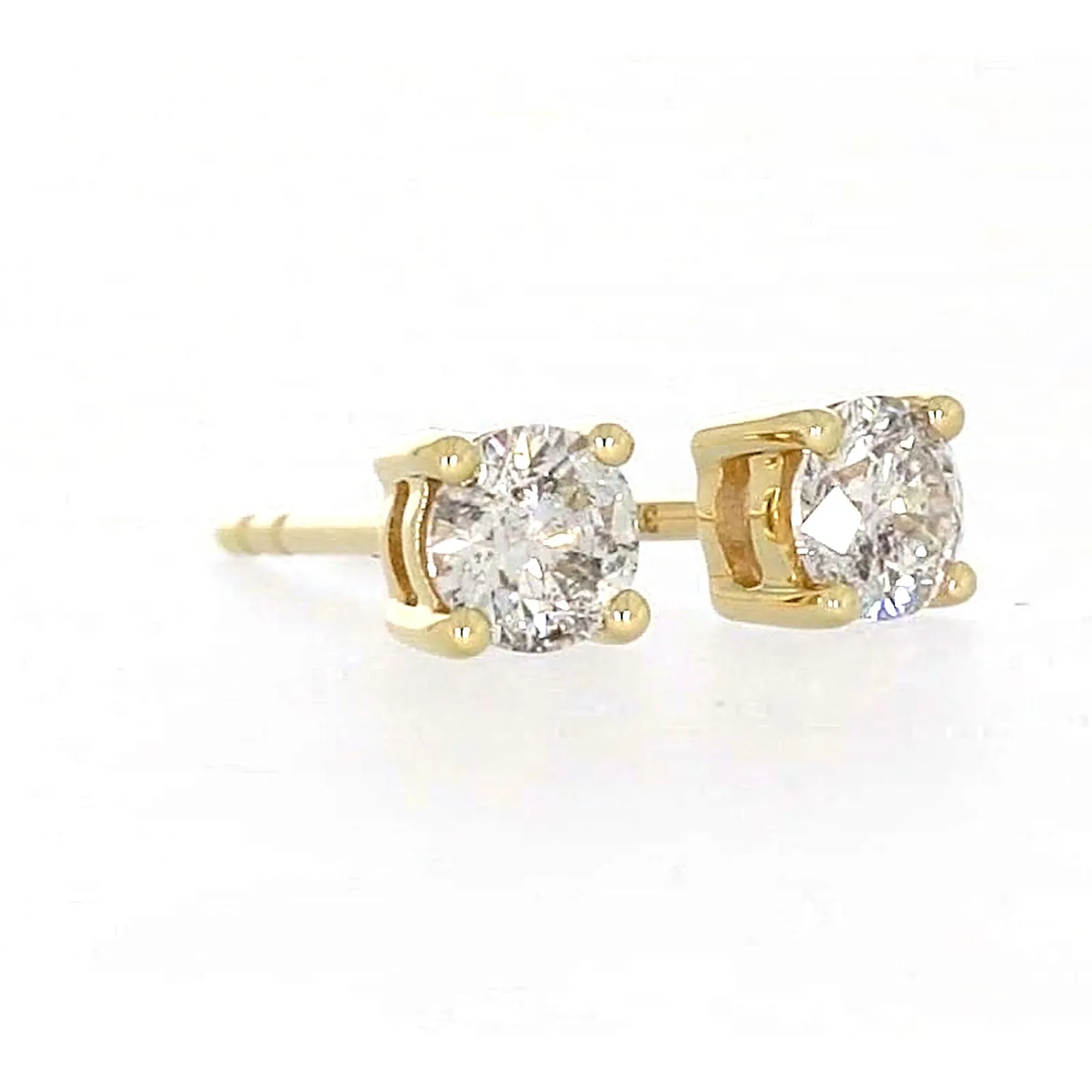 Solitaire 9ct Yellow Gold Round Brilliant Cut 1/2 CARAT tw of Diamonds Stud Earrings