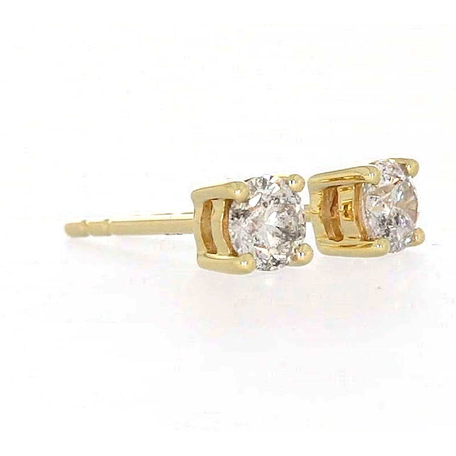 Solitaire 9ct Yellow Gold Round Brilliant Cut 1/2 CARAT tw of Diamonds Stud Earrings