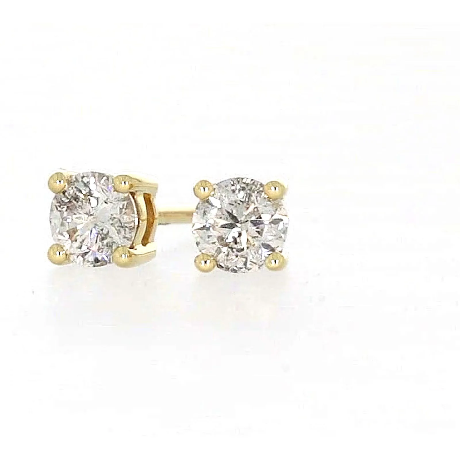 Solitaire 9ct Yellow Gold Round Brilliant Cut 1/2 CARAT tw of Diamonds Stud Earrings