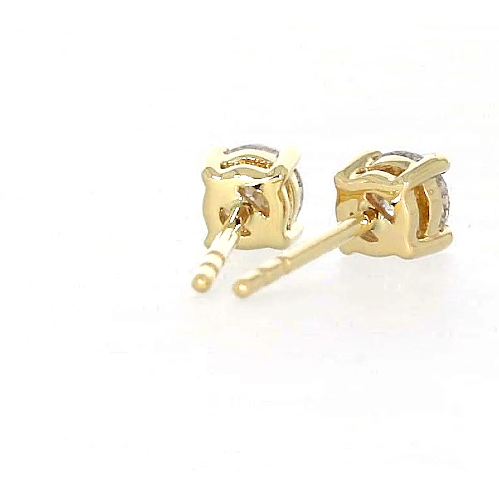 Solitaire 9ct Yellow Gold Round Brilliant Cut 1/2 CARAT tw of Diamonds Stud Earrings