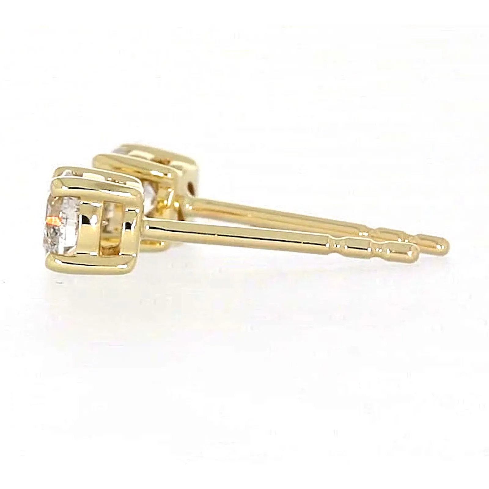 Solitaire 9ct Yellow Gold Round Brilliant Cut 1/2 CARAT tw of Diamonds Stud Earrings