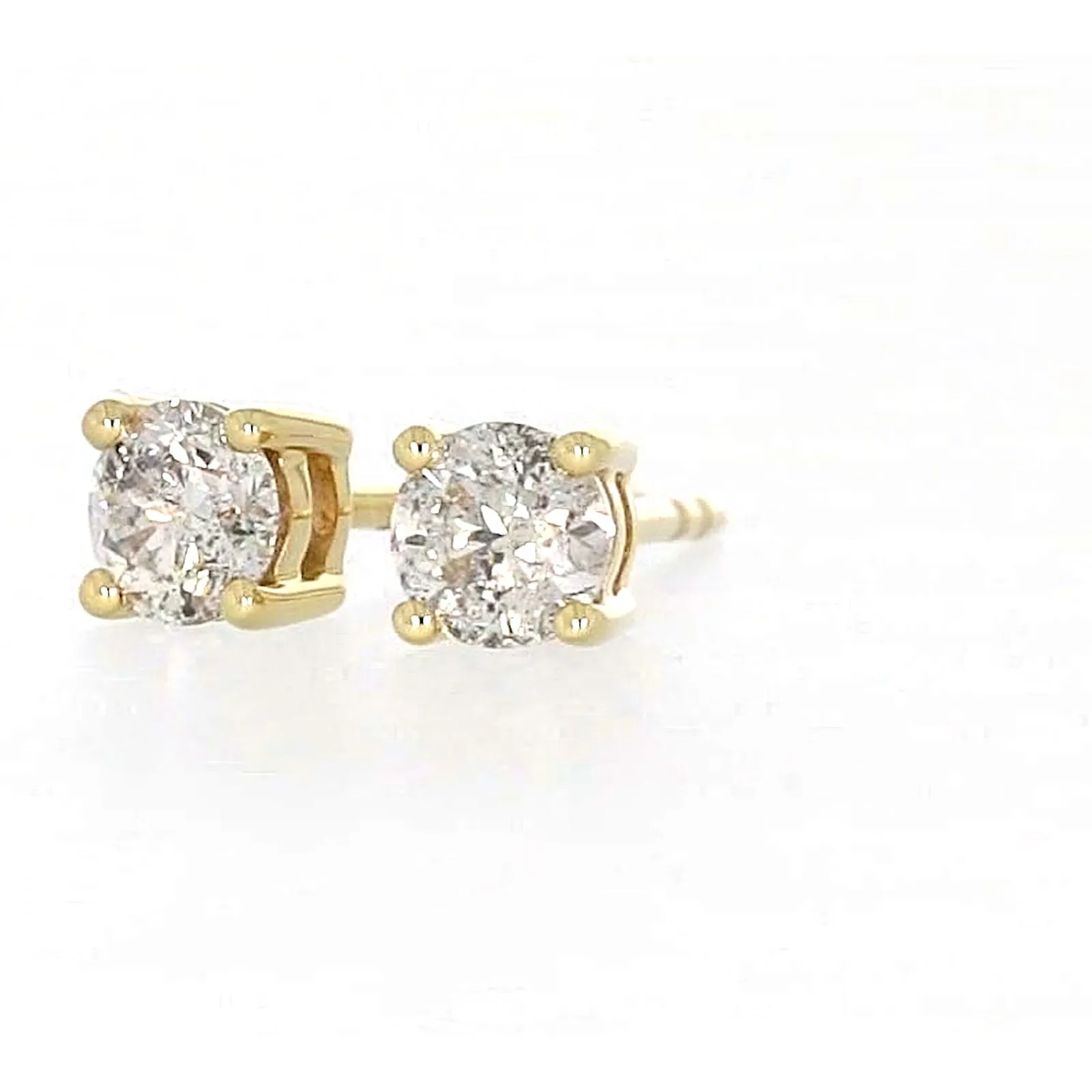 Solitaire 9ct Yellow Gold Round Brilliant Cut 1/2 CARAT tw of Diamonds Stud Earrings