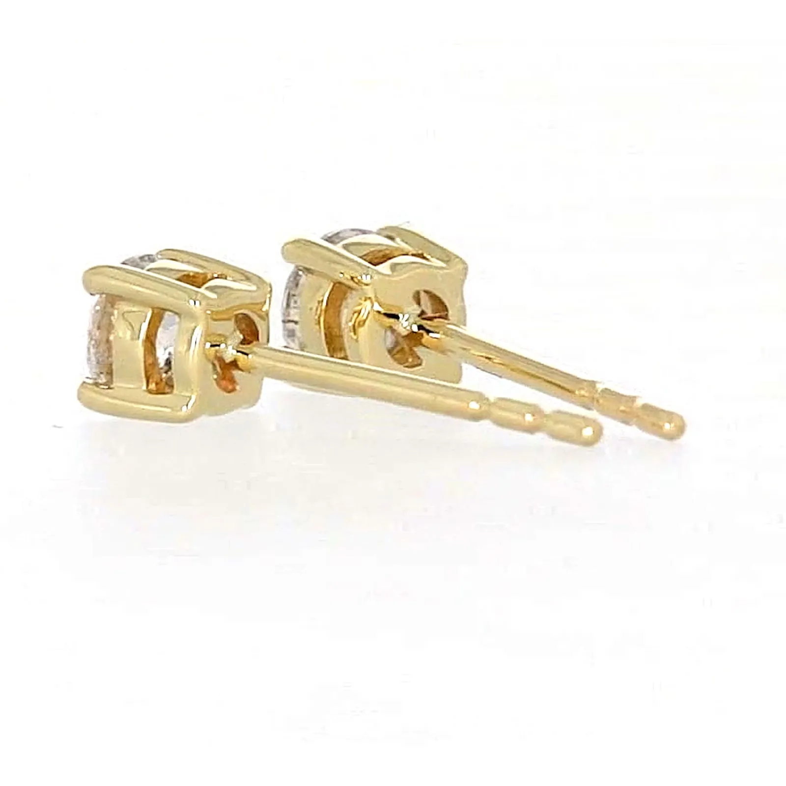 Solitaire 9ct Yellow Gold Round Brilliant Cut 1/2 CARAT tw of Diamonds Stud Earrings