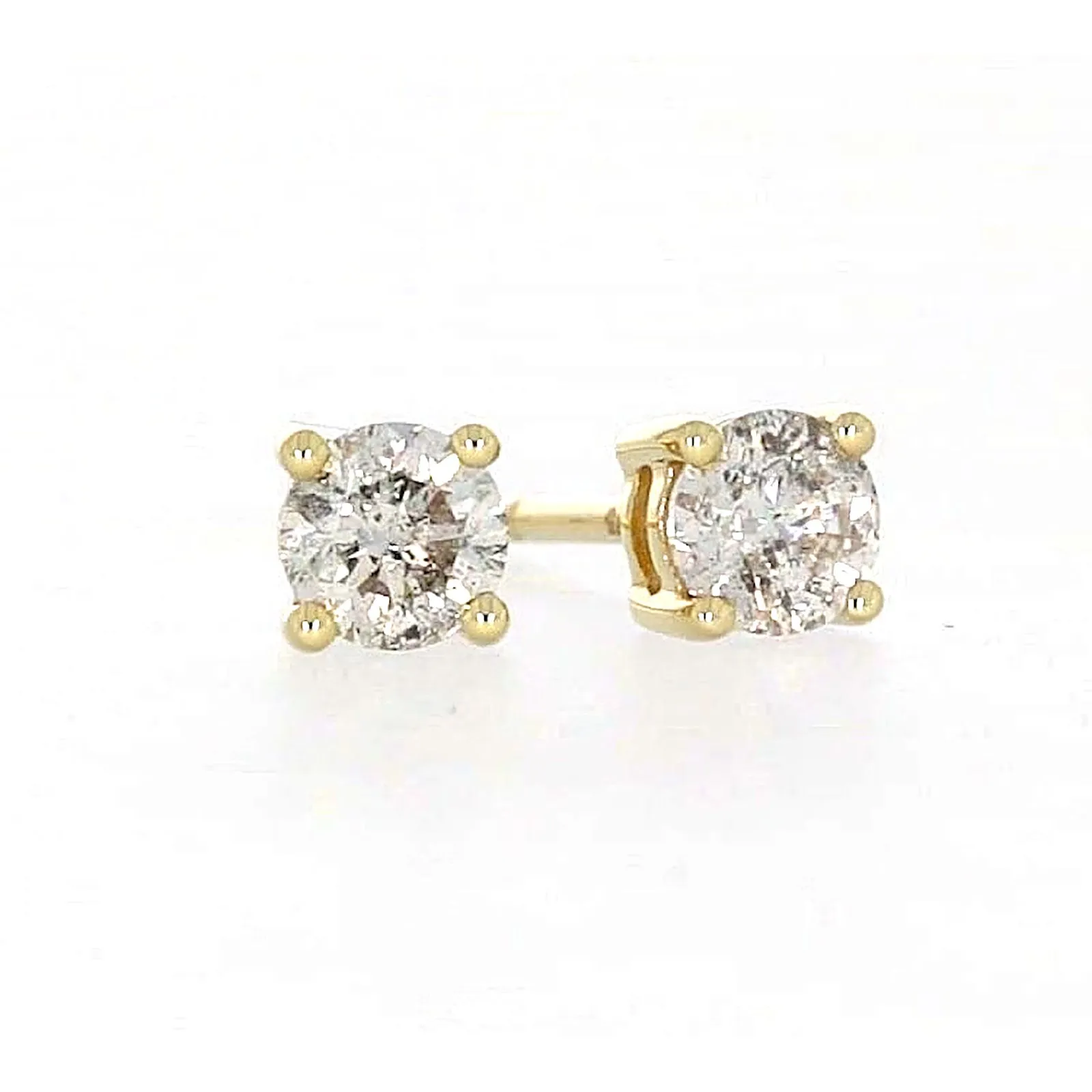 Solitaire 9ct Yellow Gold Round Brilliant Cut 1/2 CARAT tw of Diamonds Stud Earrings