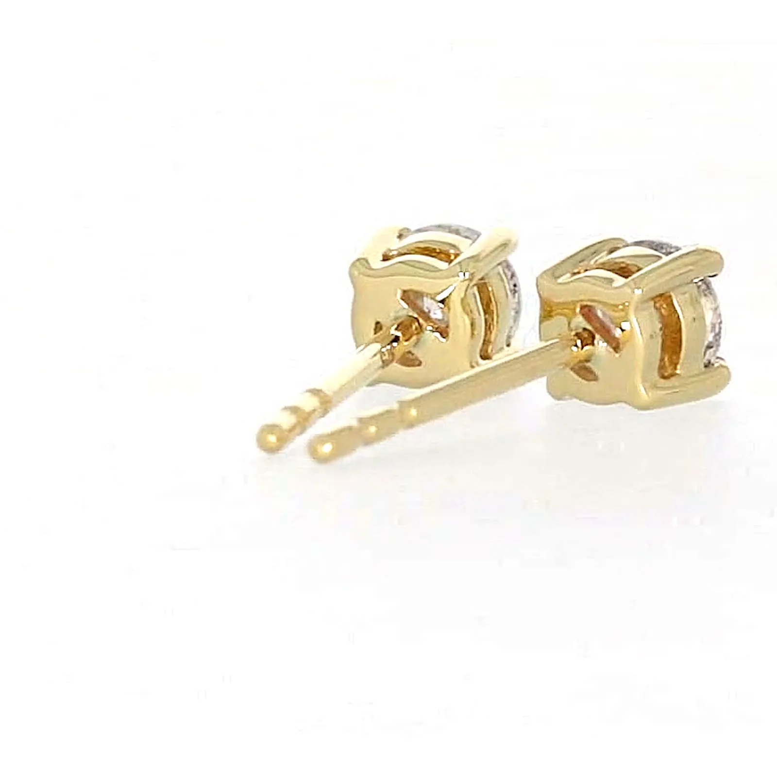 Solitaire 9ct Yellow Gold Round Brilliant Cut 1/2 CARAT tw of Diamonds Stud Earrings