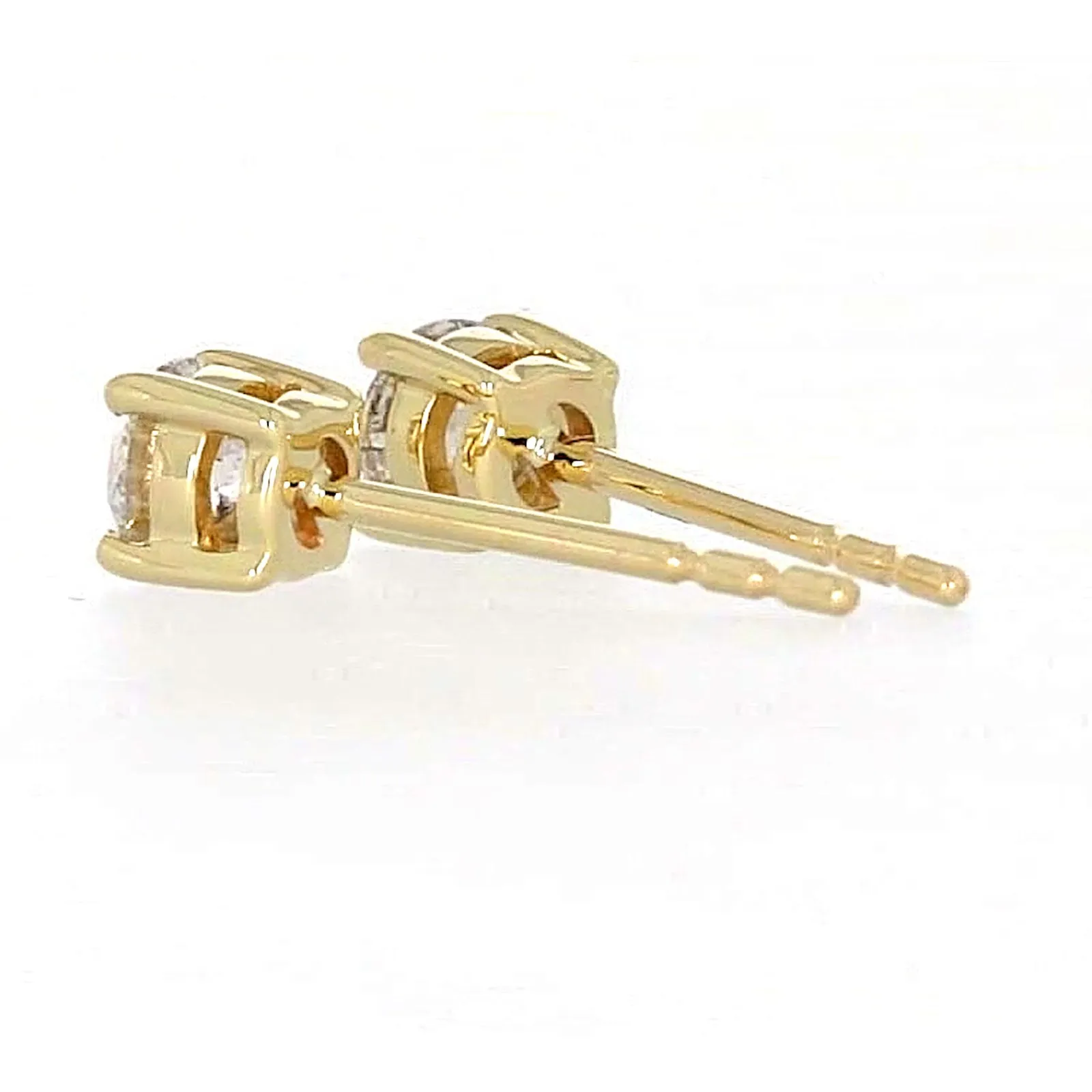 Solitaire 9ct Yellow Gold Round Brilliant Cut 1/2 CARAT tw of Diamonds Stud Earrings