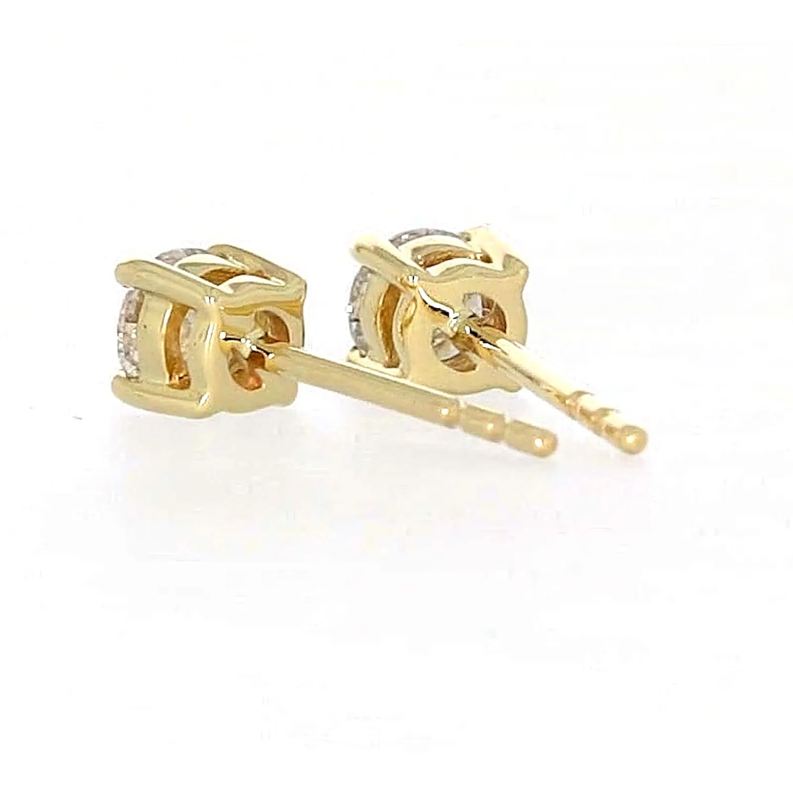 Solitaire 9ct Yellow Gold Round Brilliant Cut 1/2 CARAT tw of Diamonds Stud Earrings
