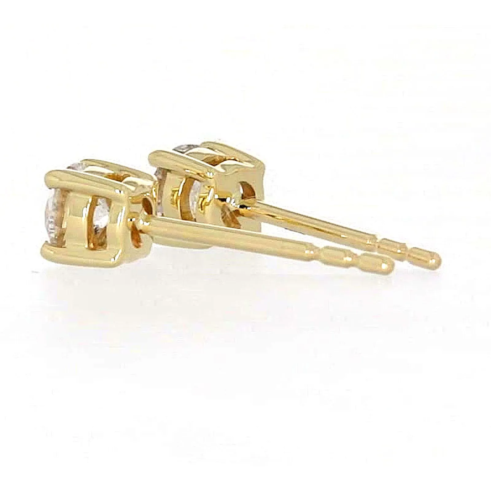 Solitaire 9ct Yellow Gold Round Brilliant Cut 1/2 CARAT tw of Diamonds Stud Earrings