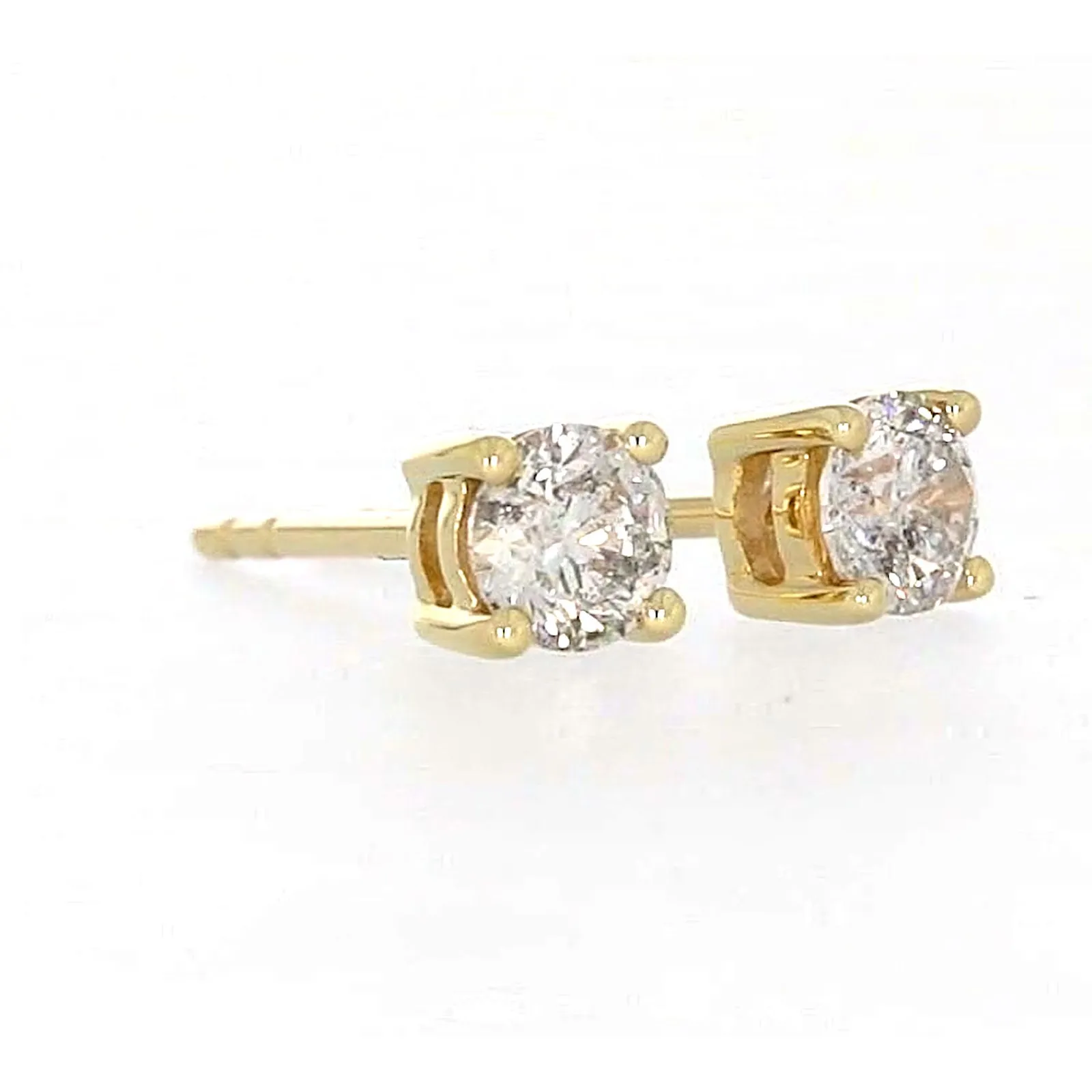 Solitaire 9ct Yellow Gold Round Brilliant Cut 1/2 CARAT tw of Diamonds Stud Earrings