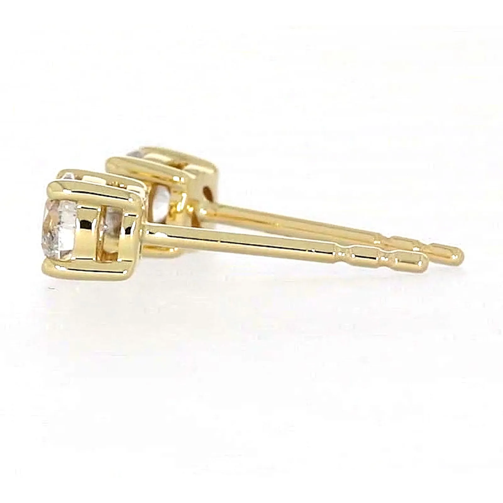 Solitaire 9ct Yellow Gold Round Brilliant Cut 1/2 CARAT tw of Diamonds Stud Earrings