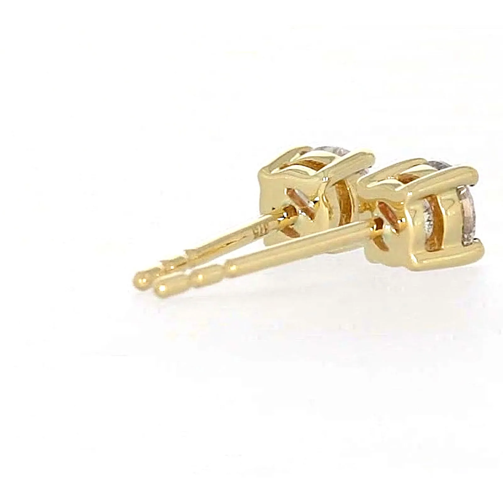 Solitaire 9ct Yellow Gold Round Brilliant Cut 1/2 CARAT tw of Diamonds Stud Earrings