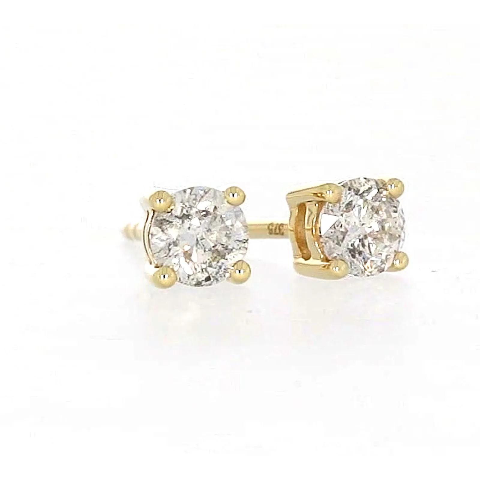 Solitaire 9ct Yellow Gold Round Brilliant Cut 1/2 CARAT tw of Diamonds Stud Earrings