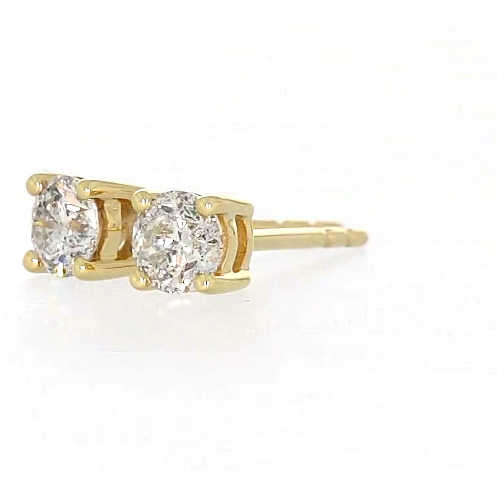 Solitaire 9ct Yellow Gold Round Brilliant Cut 1/2 CARAT tw of Diamonds Stud Earrings