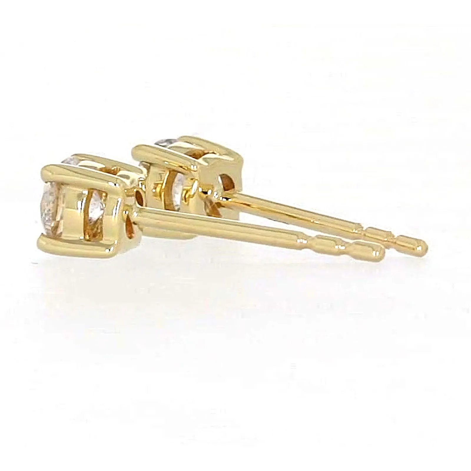 Solitaire 9ct Yellow Gold Round Brilliant Cut 1/2 CARAT tw of Diamonds Stud Earrings