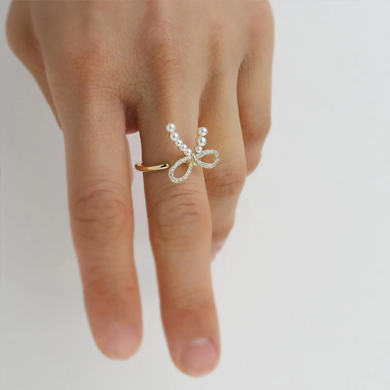 Sonateomber Spring Flower Adjustable Open Gold Ring for Women - Trendy Elegant Unique Cubic Zirconia Enamel Front Open Floral Leaf Easter Jewelry Gift