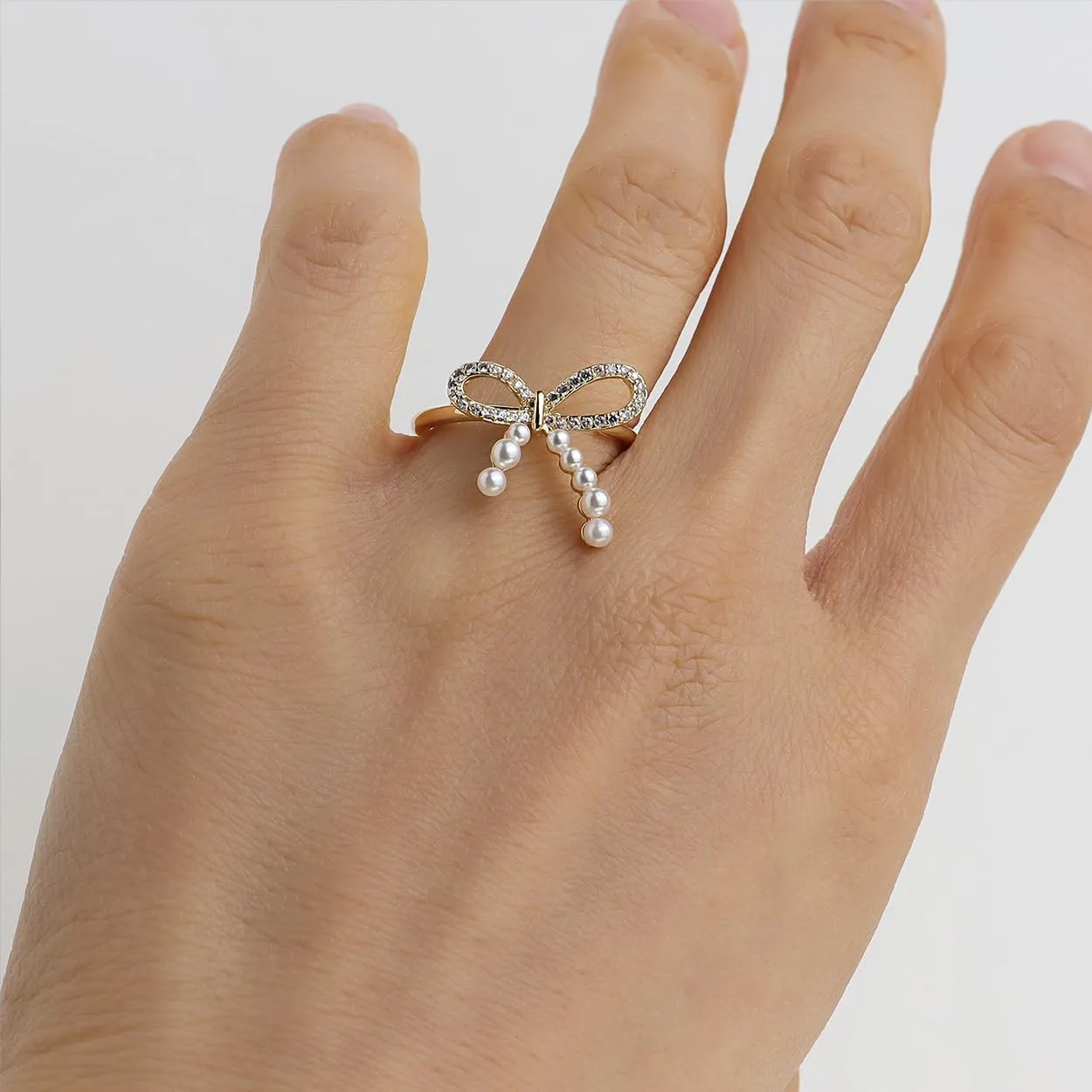 Sonateomber Spring Flower Adjustable Open Gold Ring for Women - Trendy Elegant Unique Cubic Zirconia Enamel Front Open Floral Leaf Easter Jewelry Gift